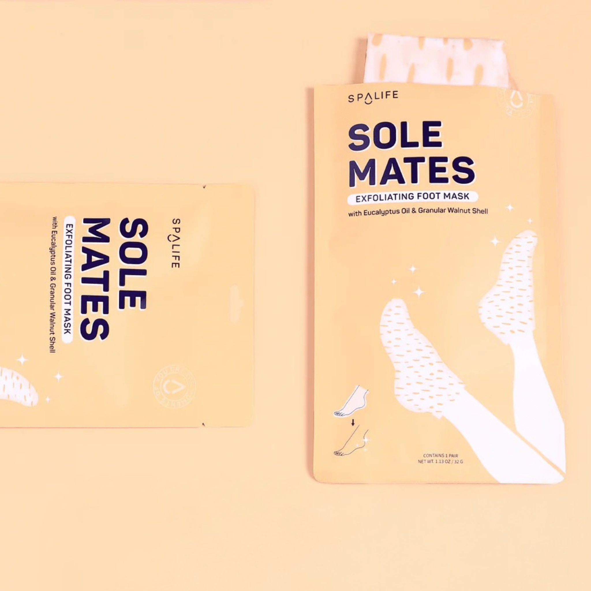 Spa Life. Masques Exfoliants Pour Les Pieds Huile D'Eucalyptus Et Coquille De Noissettes - 1 Paire - Concept C. Shop