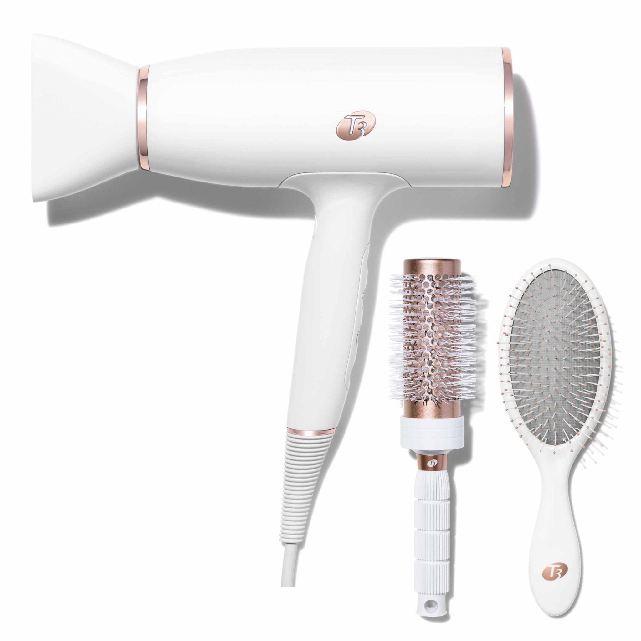 T3. Ensemble Séchoir Ionique Aireluxe - Blanc et Or Rose - Concept C. Shop