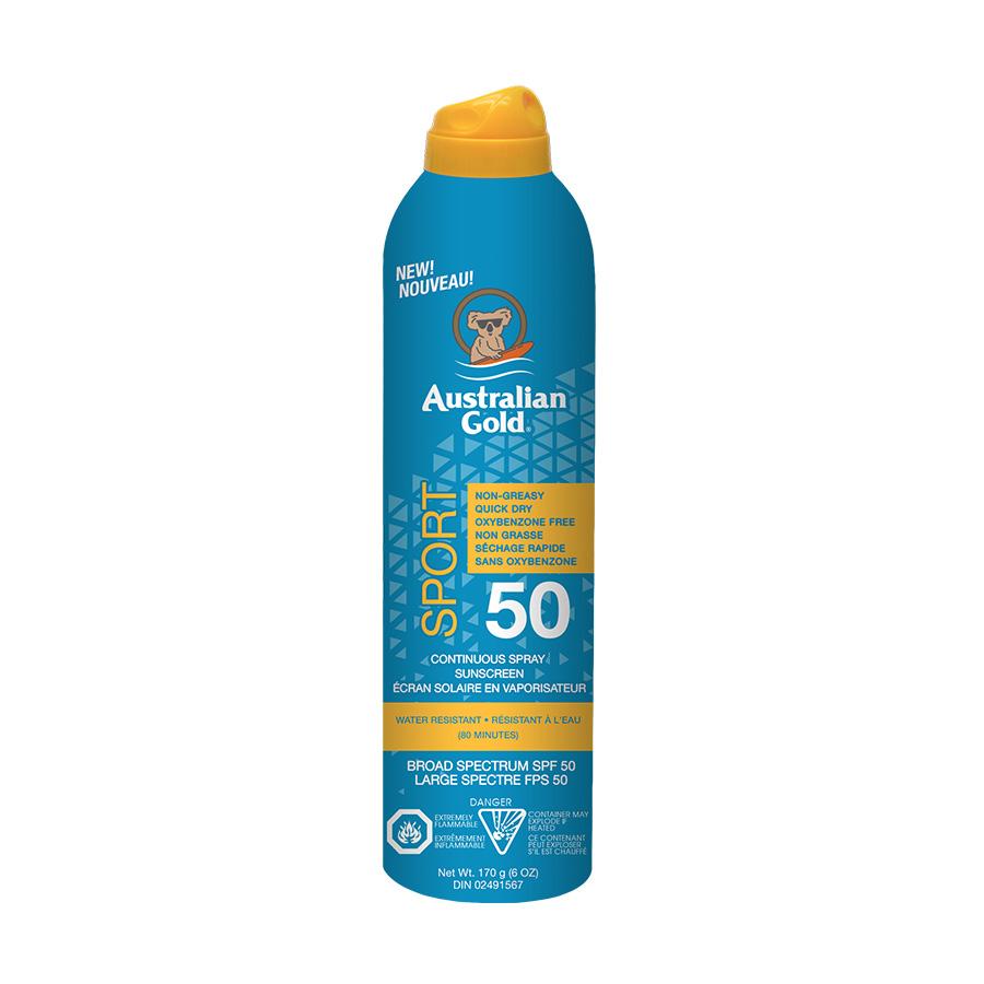 Australian Gold. Écran Solaire en Vaporisateur Sport FPS 50 - 170 g - Concept C. Shop