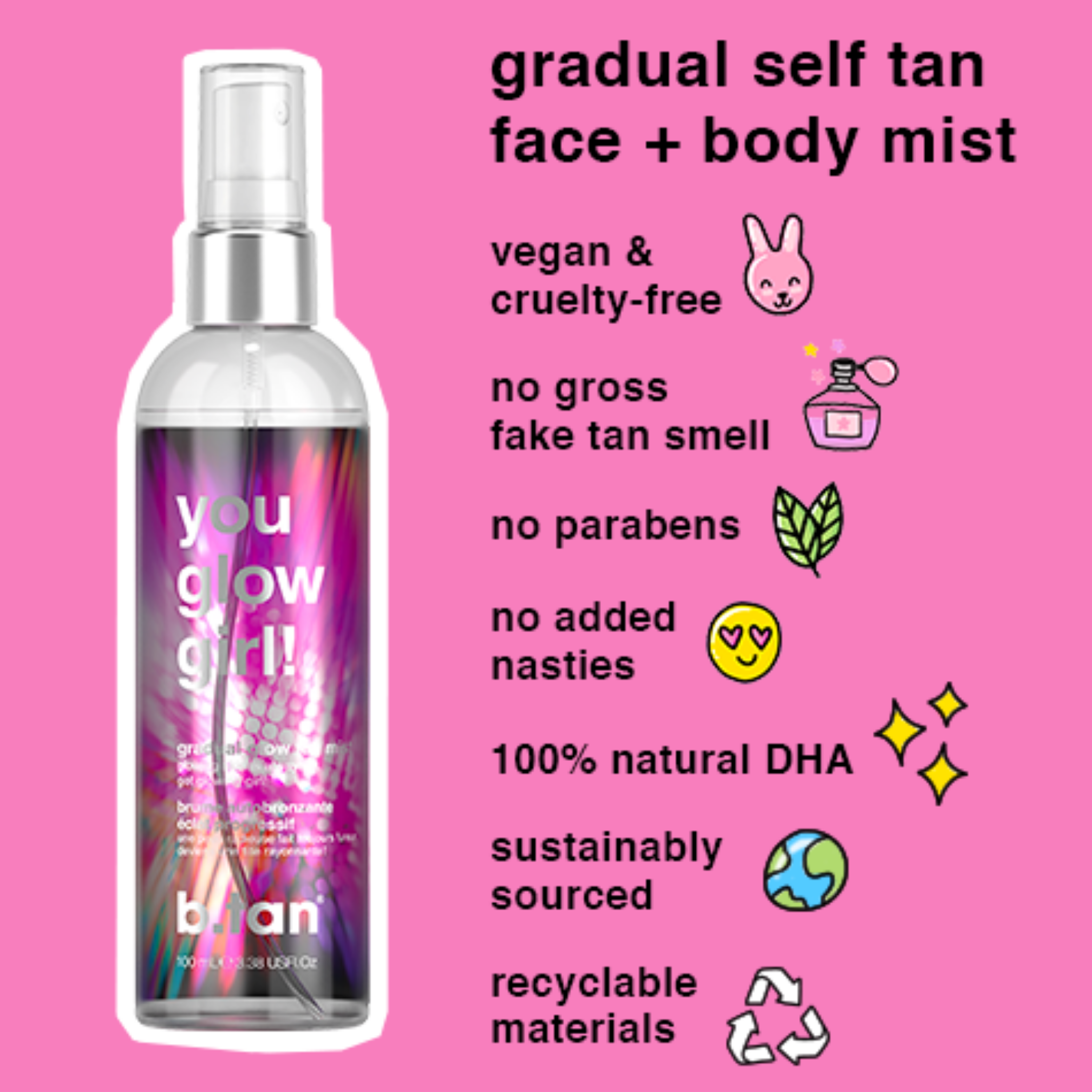 B.Tan. Brume Autobronzante Éclat Progressif You Glow Girl! - 100 ml (en solde) - Concept C. Shop