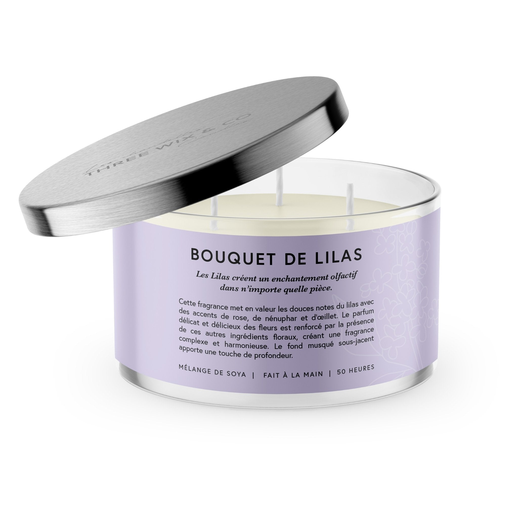 Concept C. Chandelle parfumée à 3 mèches Bouquet de lilas - 50 heures - Concept C. Shop