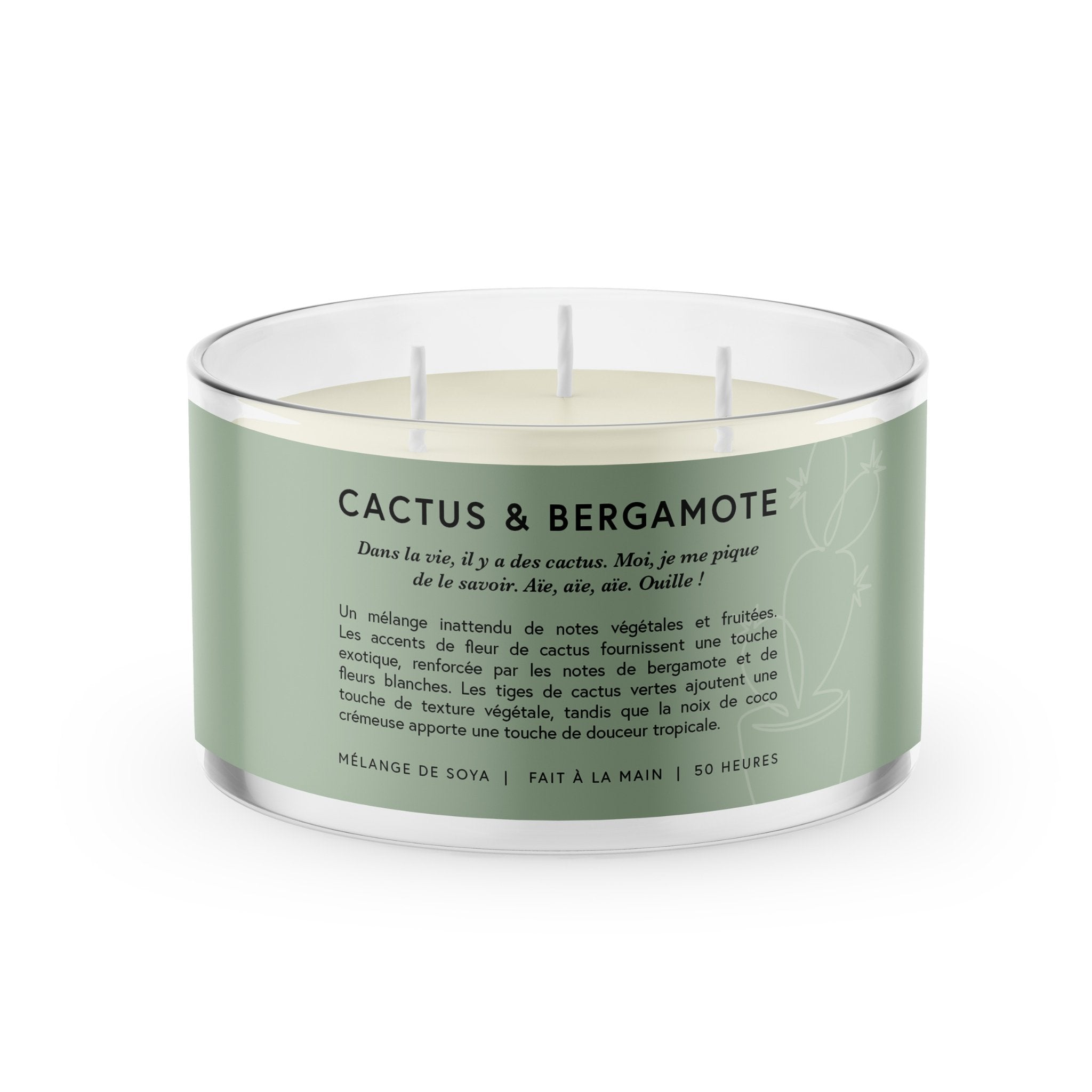 Concept C. Chandelle parfumée à 3 mèches Cactus & Bergamote - 50 heure