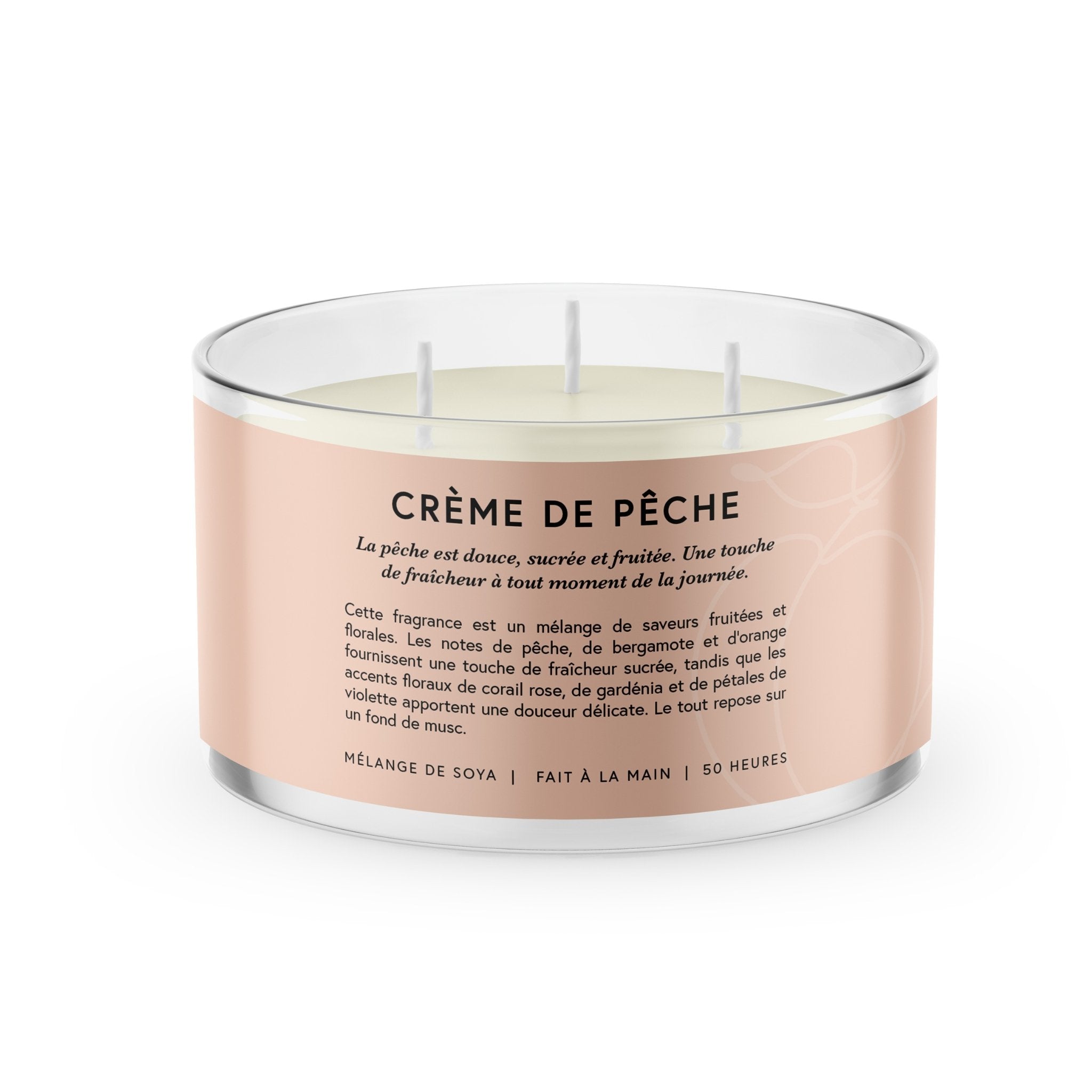 Concept C. Chandelle parfumée à 3 mèches Crème de pêche - 50 heures - Concept C. Shop