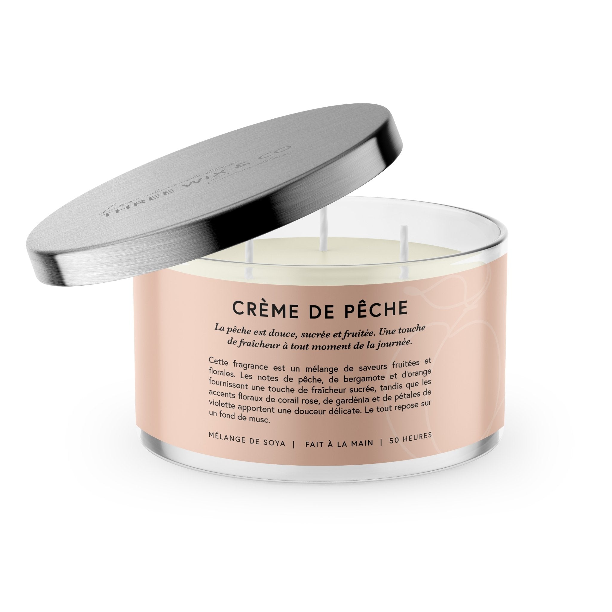 Concept C. Chandelle parfumée à 3 mèches Crème de pêche - 50 heures - Concept C. Shop
