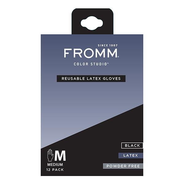 Fromm. Gants en Latex Noir Réutilisables Moyen (Medium) - Pqt. 12 - Concept C. Shop