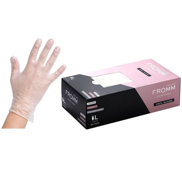 Fromm. Gants en Vinyle Transparent Non-Poudres Large - Pqt. 100 - Concept C. Shop