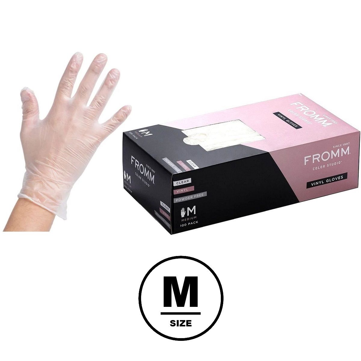 Fromm. Gants en Vinyle Transparent Non-Poudres - Medium - Pqt. 100 - Concept C. Shop