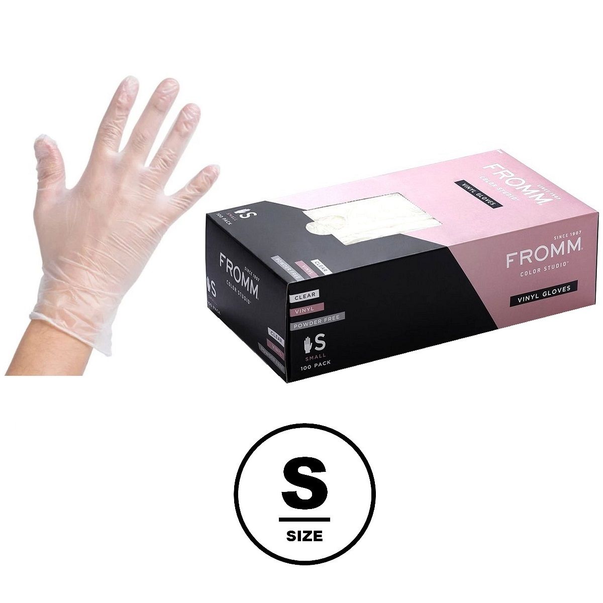 Fromm. Gants en Vinyle Transparent Non-Poudres Small - Pqt. 100 - Concept C. Shop