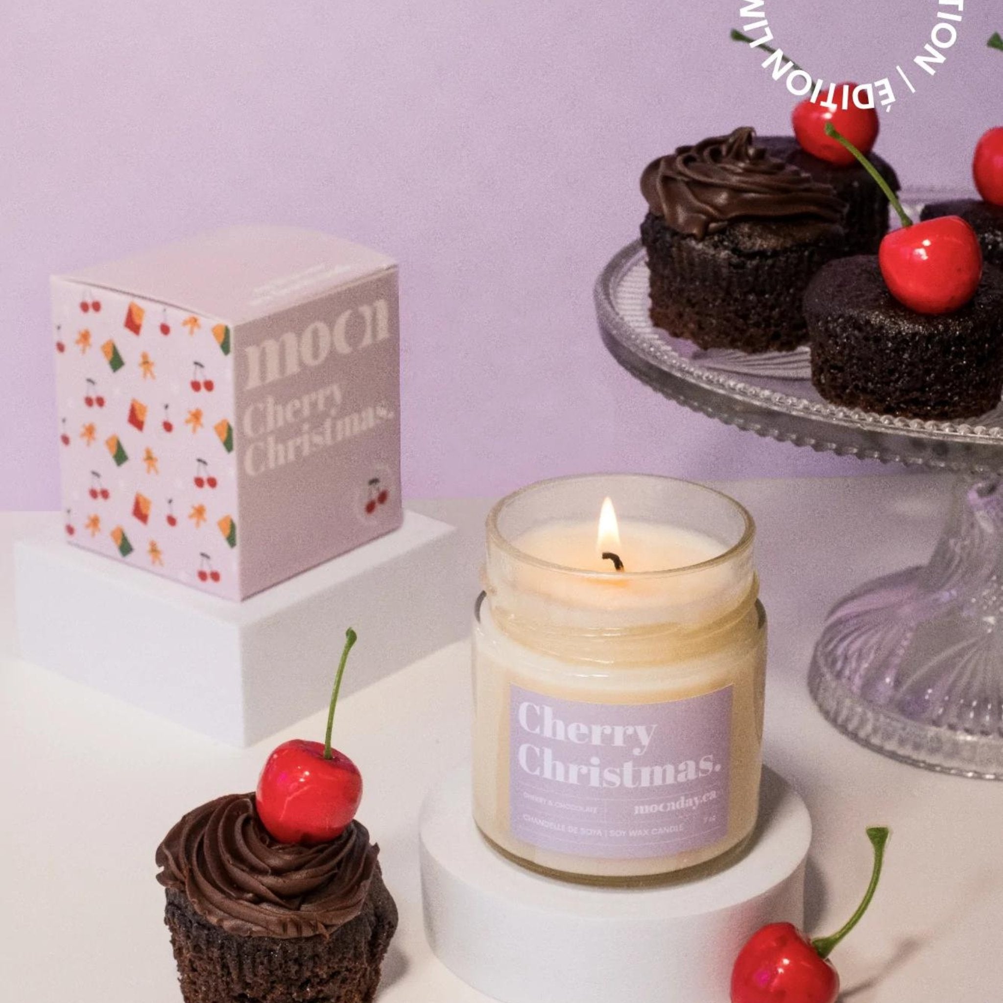 Moonday. Chandelle de Soya Cherry Christmas - 190g / 45h - Concept C. Shop