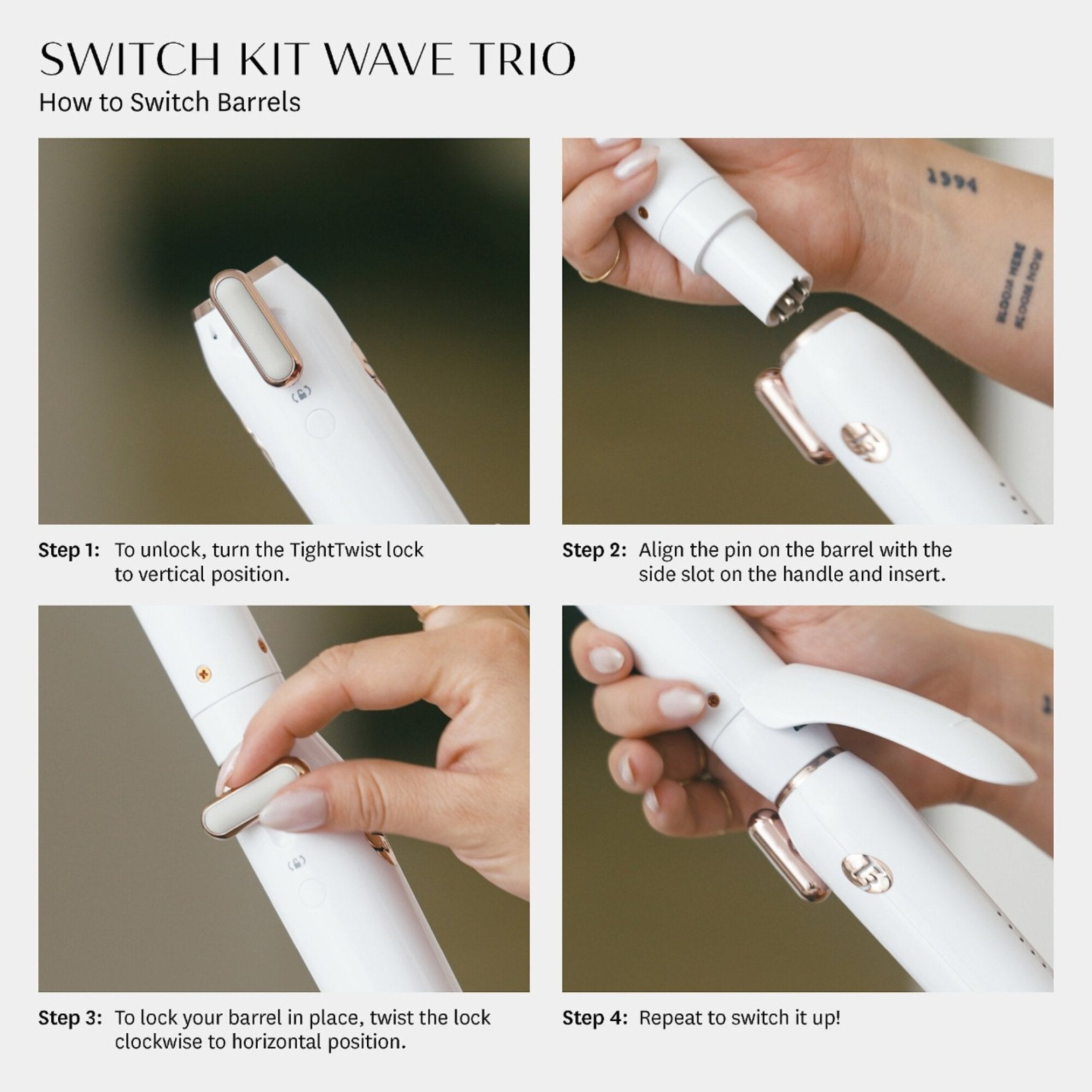 T3. Switch Kit Wave Trio Fer à friser interchangeable avec 3 barils - Concept C. Shop