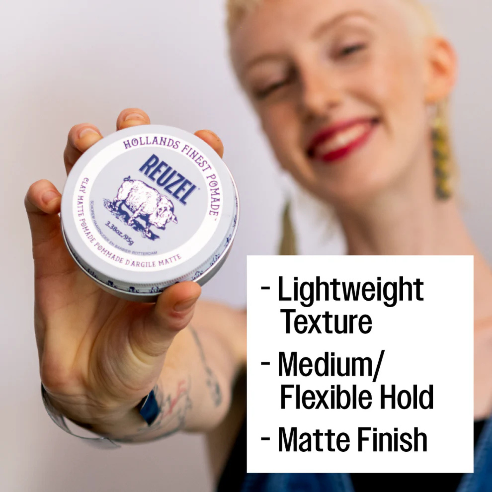 Reuzel. Pommade Argile Matte - 3,38 oz