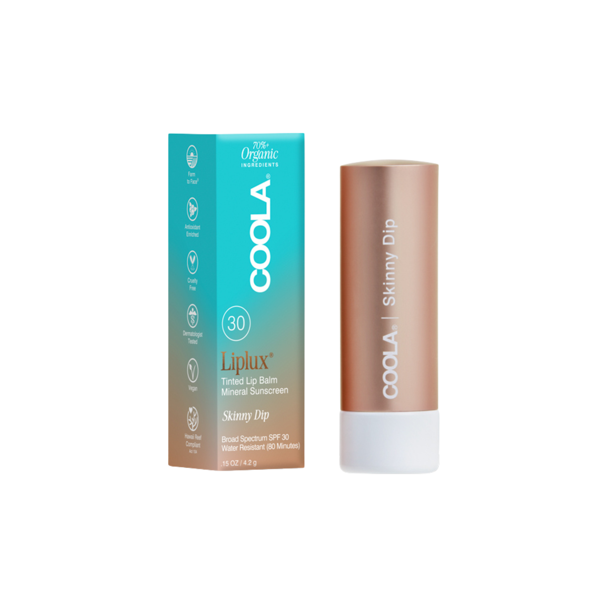Coola. Baume à Lèvres Minéral Liplux Skinny Dip FPS 30 - 4.2 g