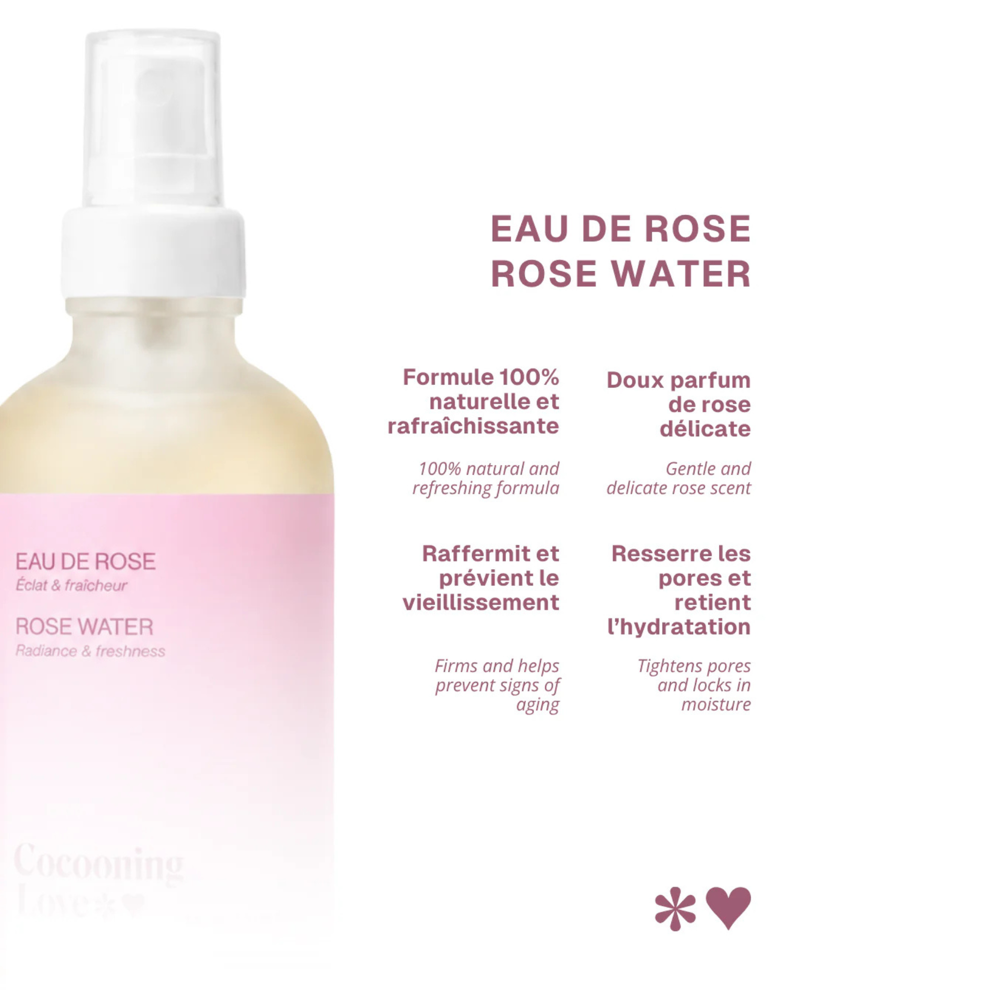 Cocooning Love. Eau De Rose - Éclat & Fraîcheur - 120 ml