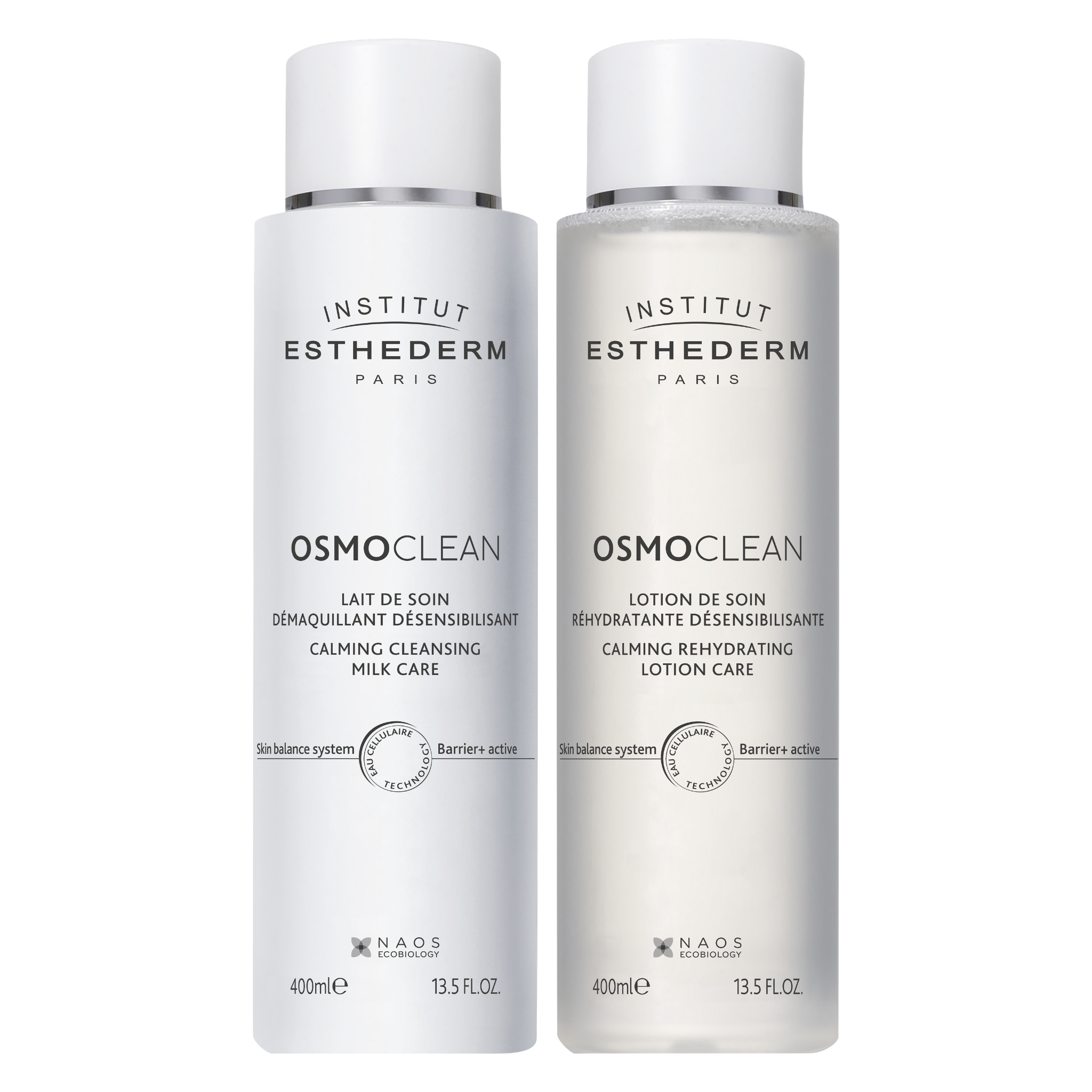 Esthederm. Osmoclean Calming Duo - Cleansing Milk Care and Rehydrating Lotion Care - 400 ml
