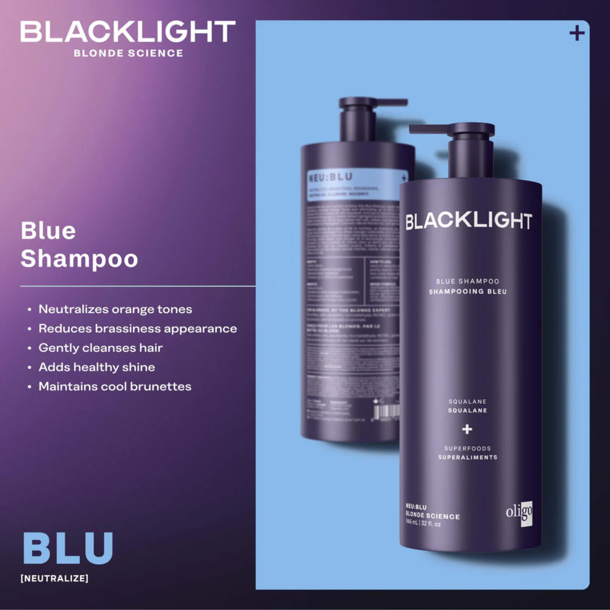 Oligo. Shampoing Bleu Blacklight - 300 ml