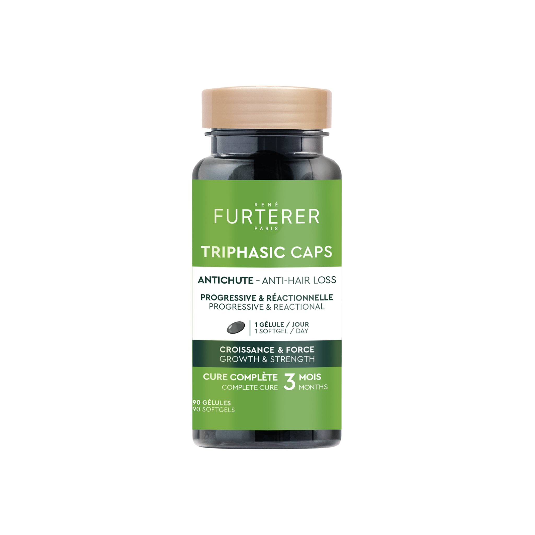 René Furterer. Triphasic Food Supplement for Progressive and Reactive Hair Loss - 90 Capsules
