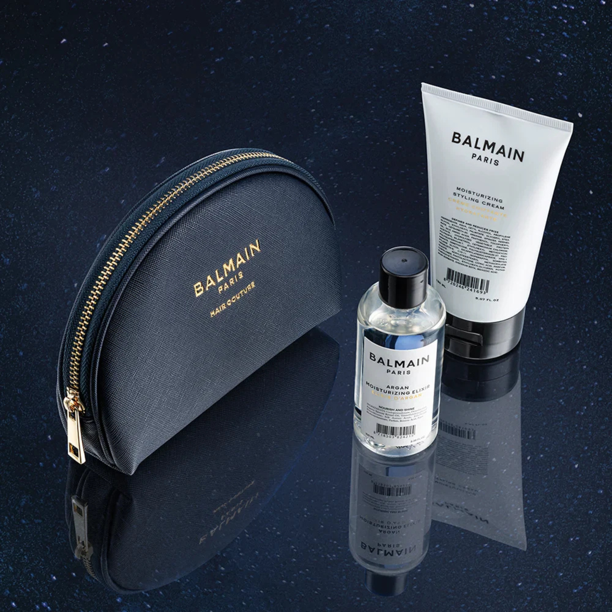 Gift with Purchase - Balmain. Cosmic Sapphire Cosmetic Bag - Limited Edition