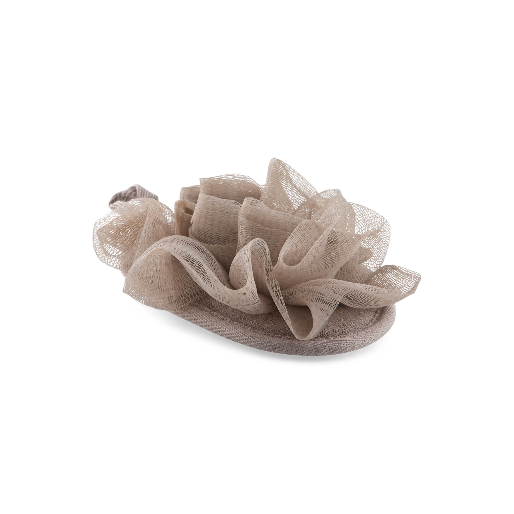 Concept C. 2-in-1 Bath Accessory - Powder Puff and Exfoliating Sponge - Brown