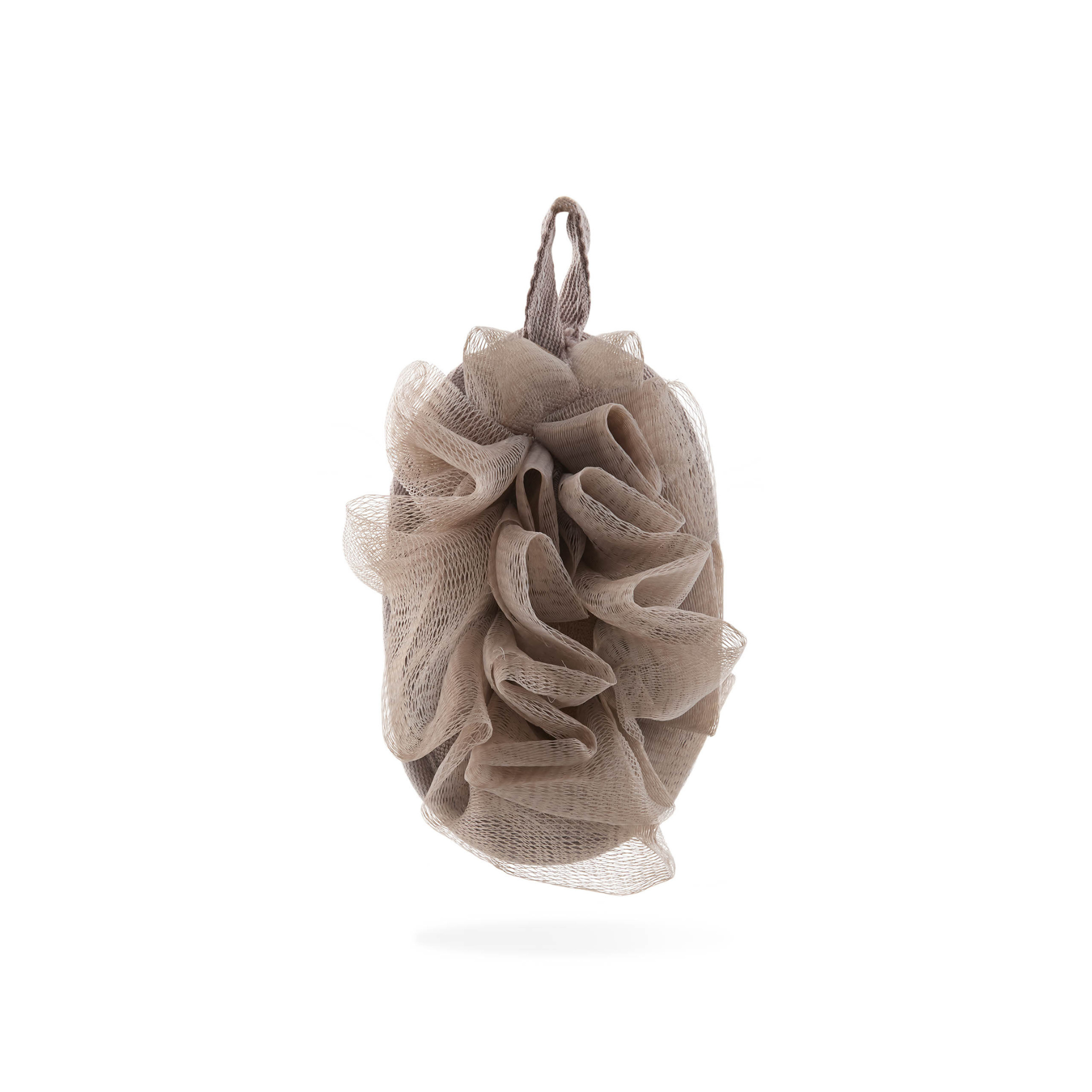 Concept C. 2-in-1 Bath Accessory - Powder Puff and Exfoliating Sponge - Brown