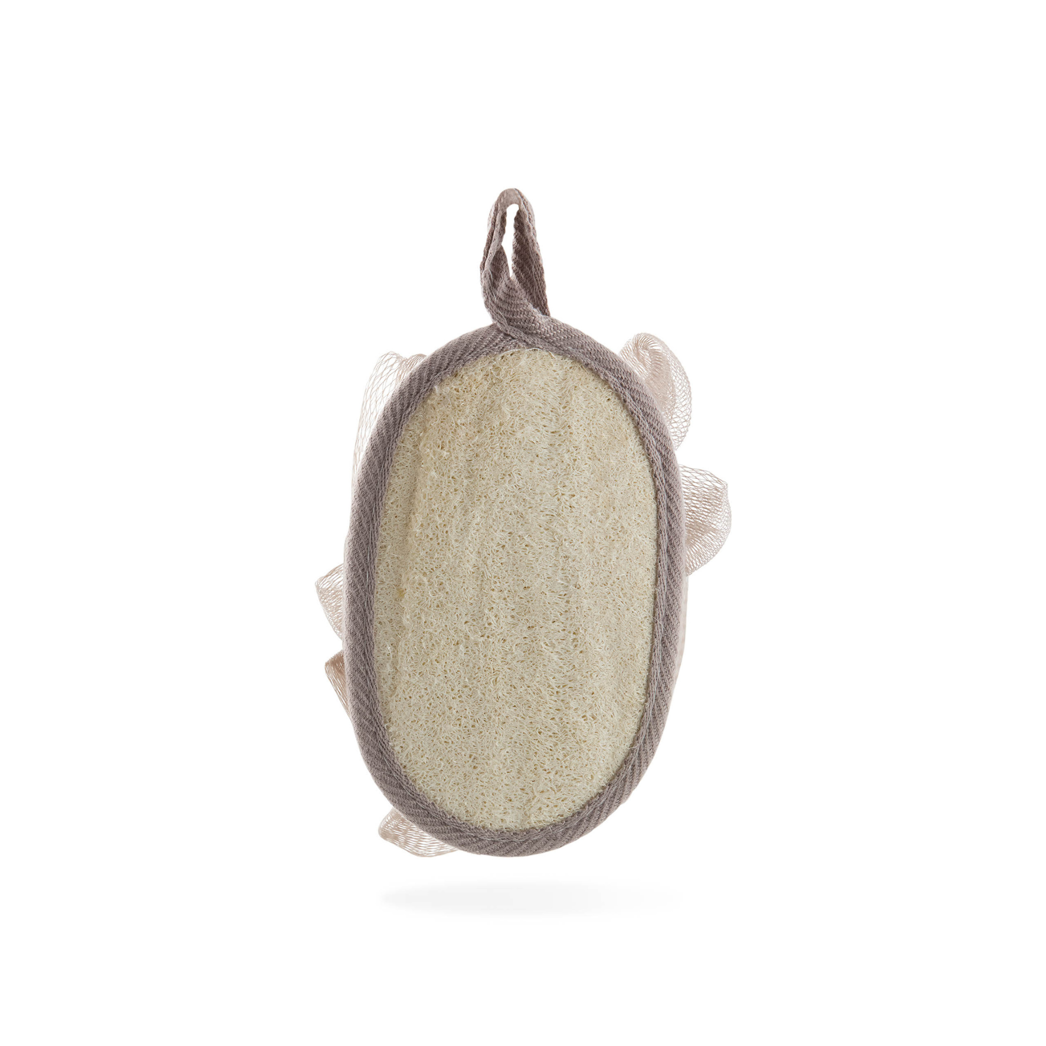 Concept C. 2-in-1 Bath Accessory - Powder Puff and Exfoliating Sponge - Brown