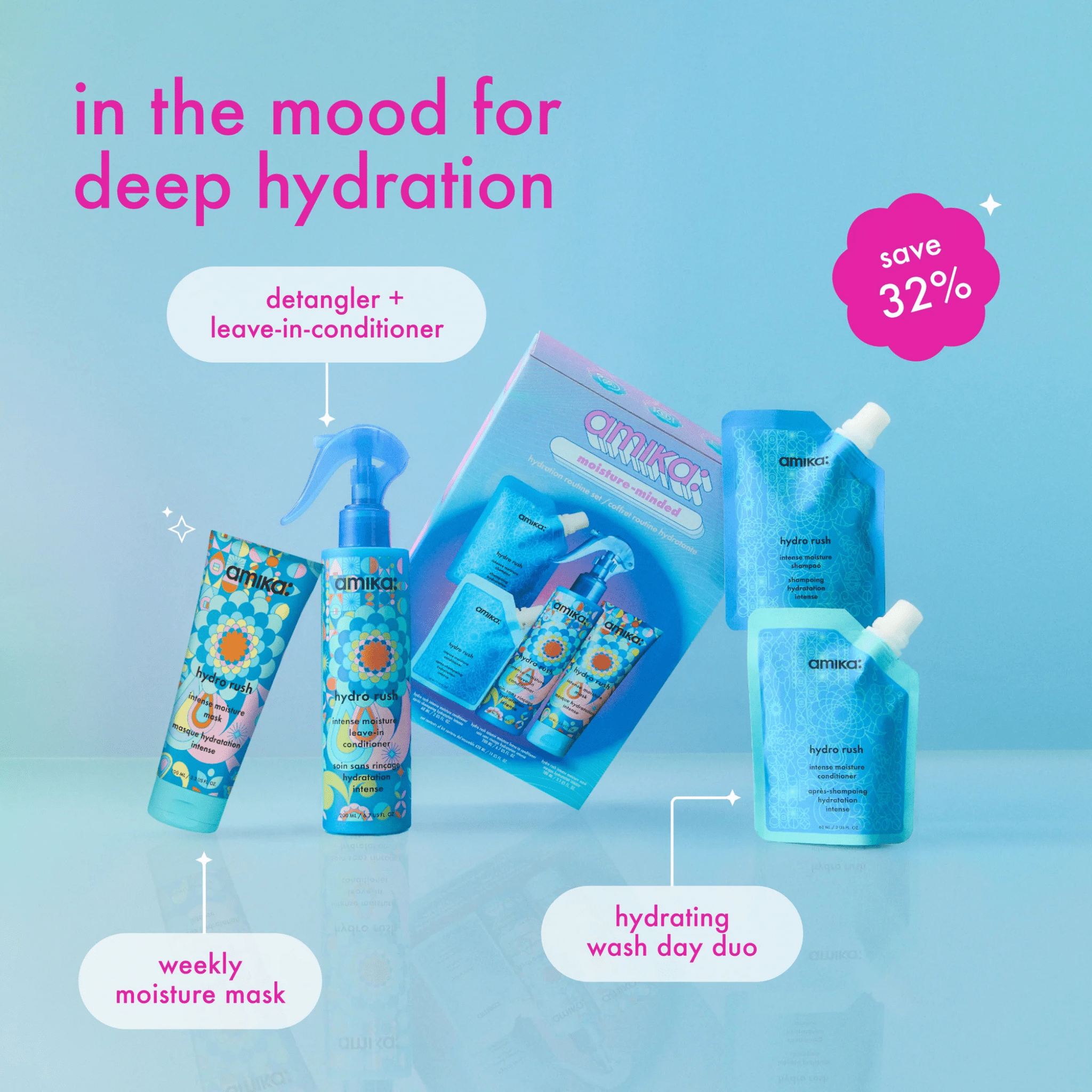 Amika. Coffret Des Fêtes Moisture - Minded - Hydro Rush - Concept C. Shop