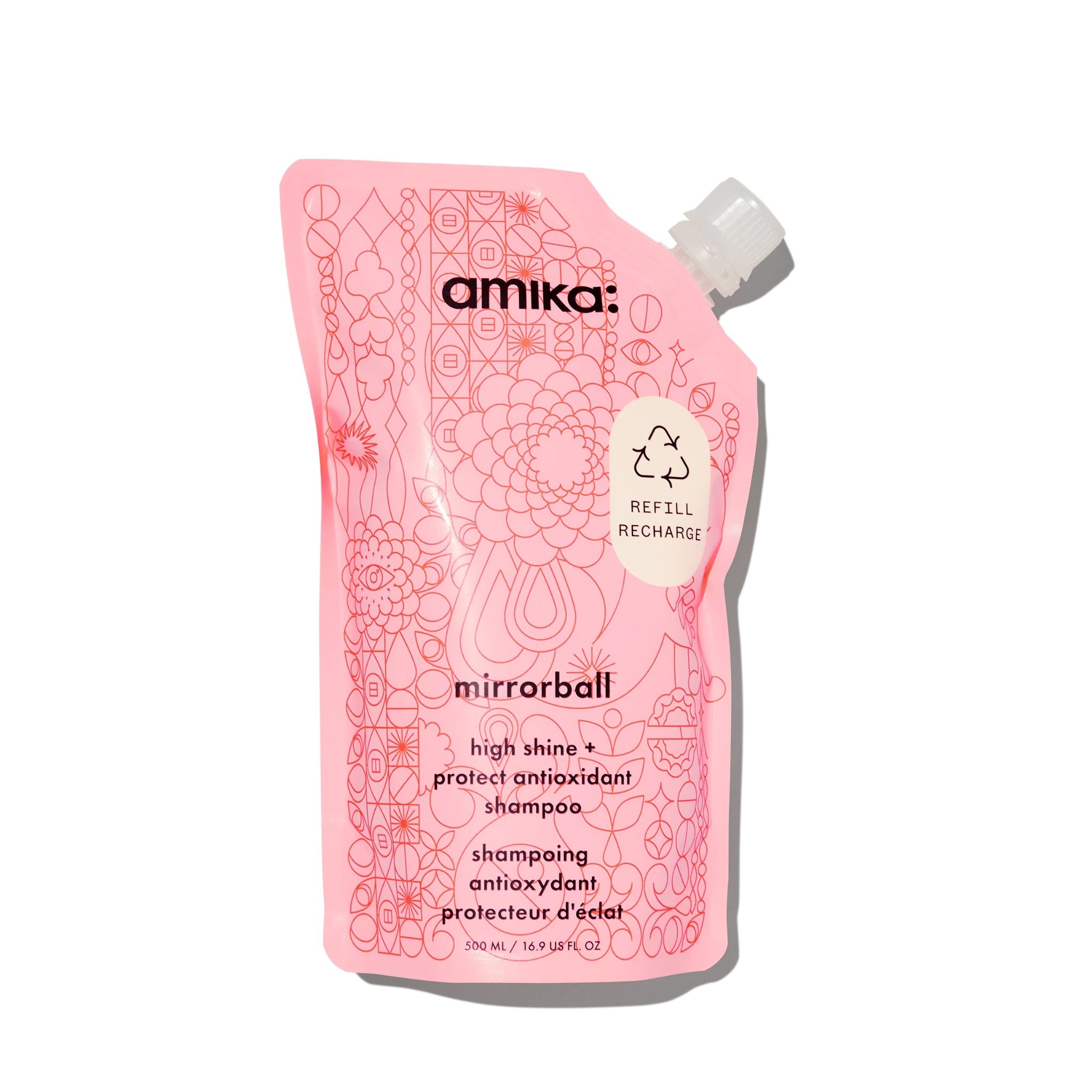 Amika. Shampoing Antioxydant Protecteur D'Éclat Mirrorball (Recharge) - 500 ml - Concept C. Shop