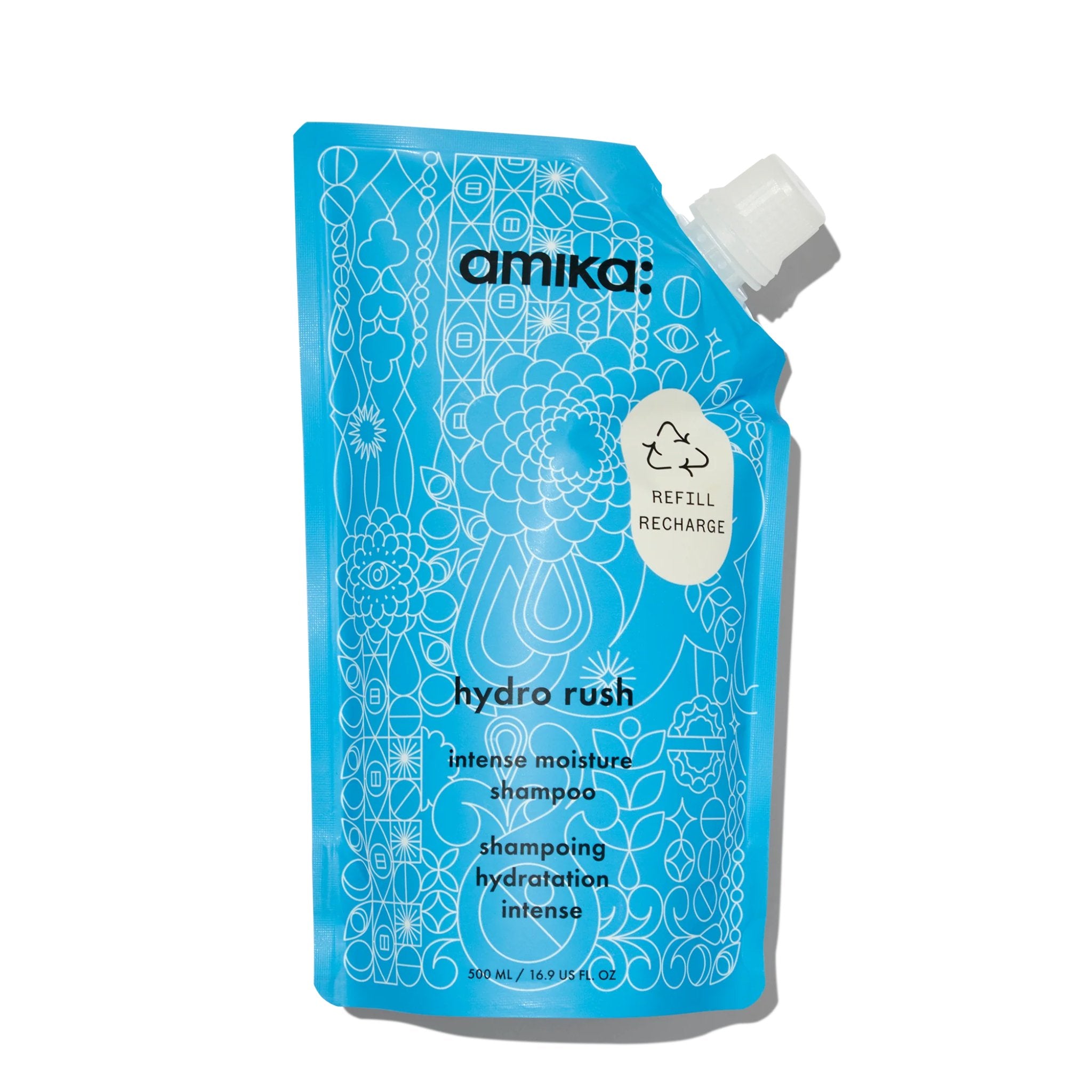 Amika. Shampoing Hydratation Intense Hydro Rush (Recharge) - 500 ml - Concept C. Shop