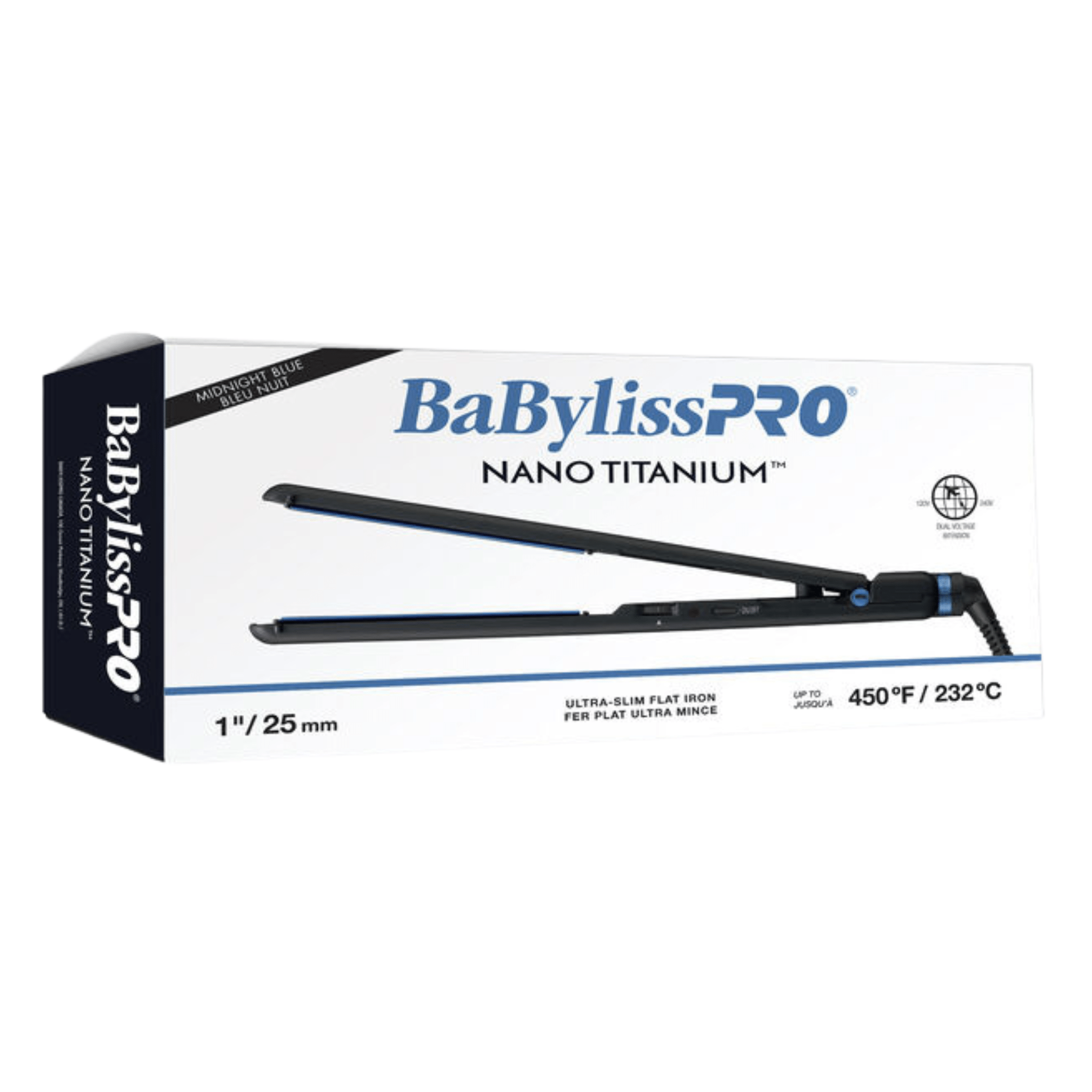 Babyliss. Fer Plat Ultra - Mince en Nano - Titane et Céramique Bleu Nuit - 1 po - Concept C. Shop