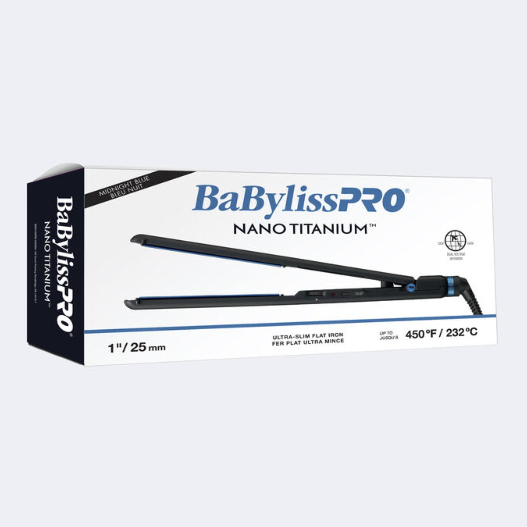 Babyliss. Fer Plat Ultra - Mince en Nano - Titane et Céramique Bleu Nuit - 1 po - Concept C. Shop