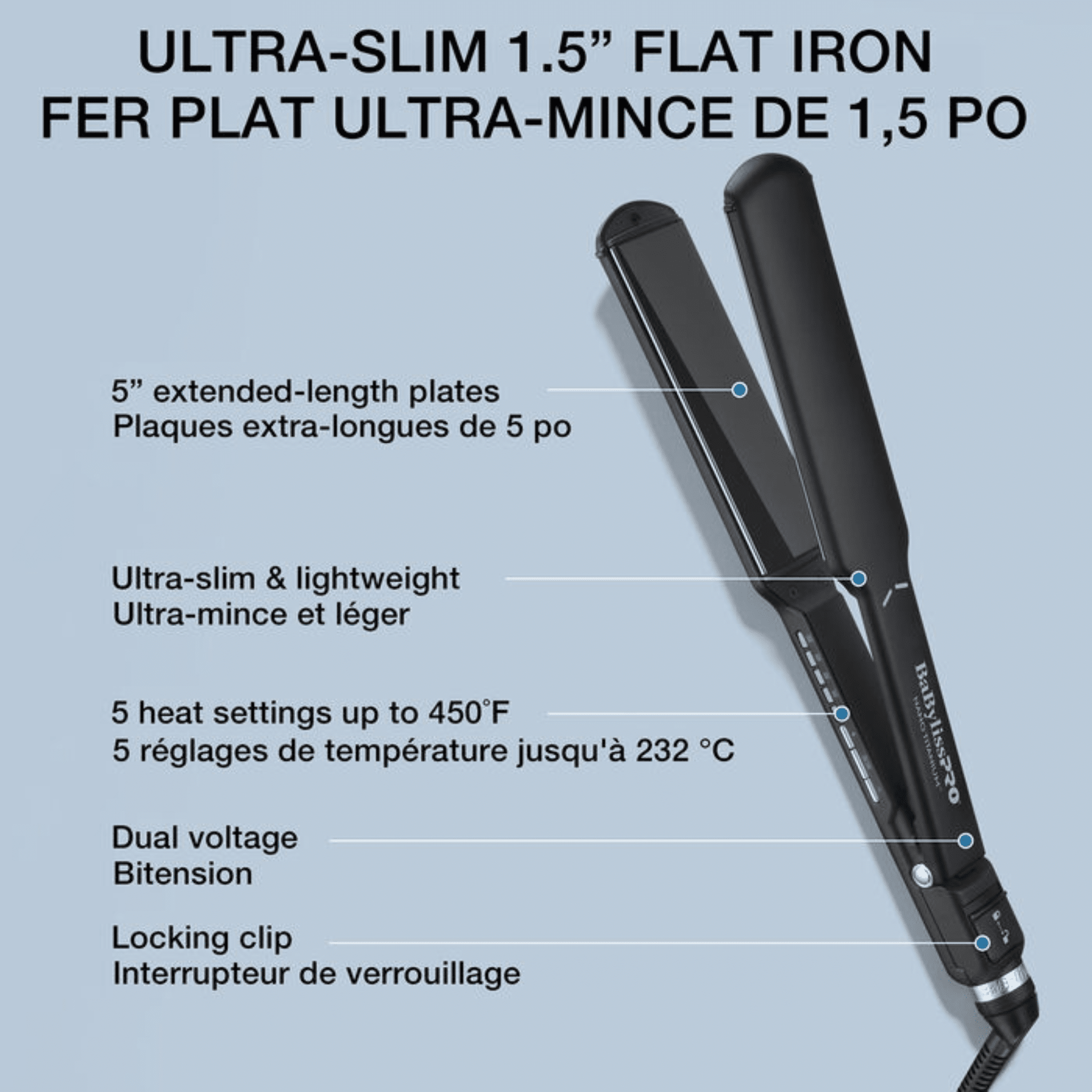 Babyliss. Fer Plat Ultra - Mince Nano Titanium Plaques En Titane Noir - 1 1/2 Po - Concept C. Shop