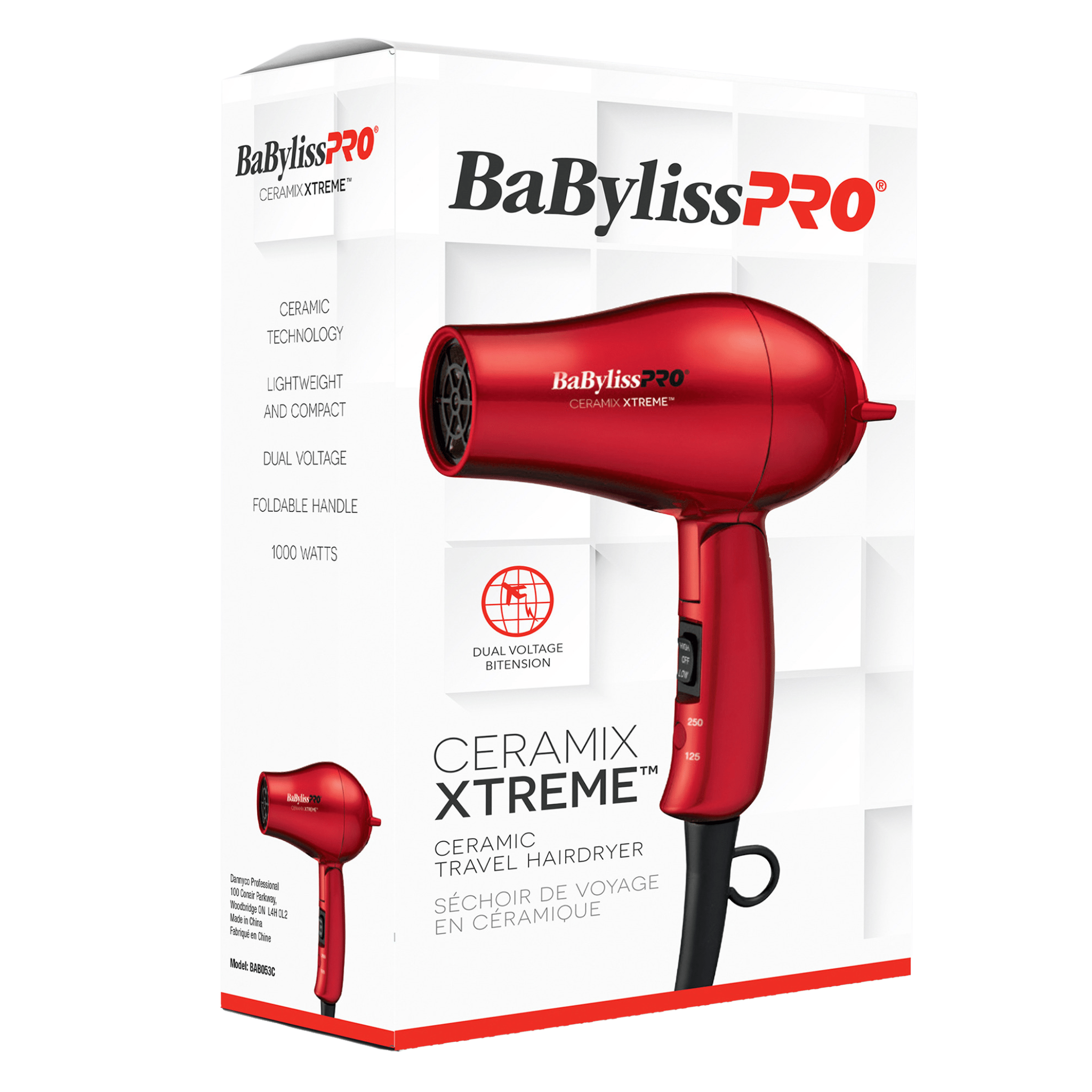 Babyliss. Séchoir de Voyage en Céramique - Rouge - Concept C. Shop