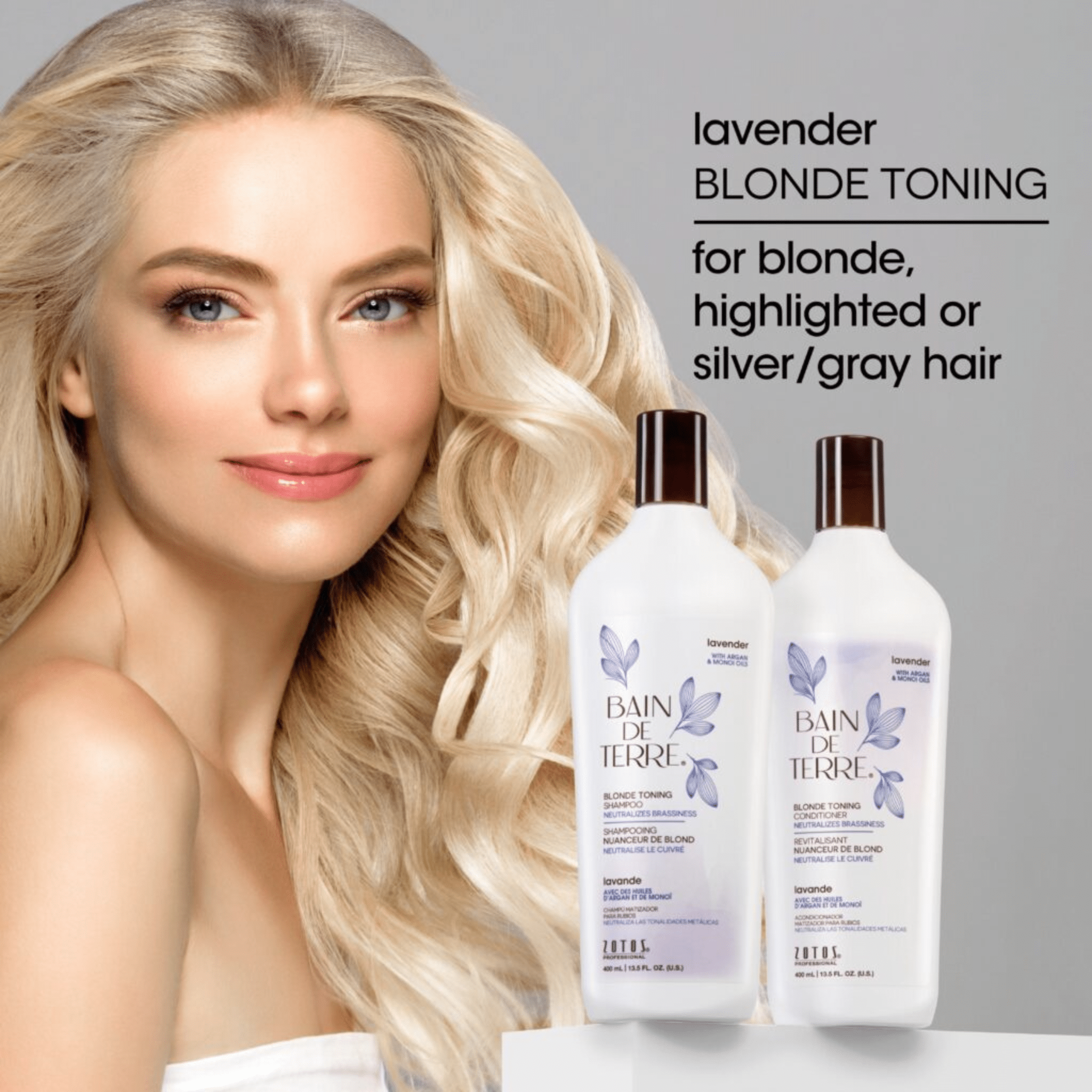 Bain De Terre. Shampoing Violet Nuanceur De Blond Lavande - 400 ml - Concept C. Shop