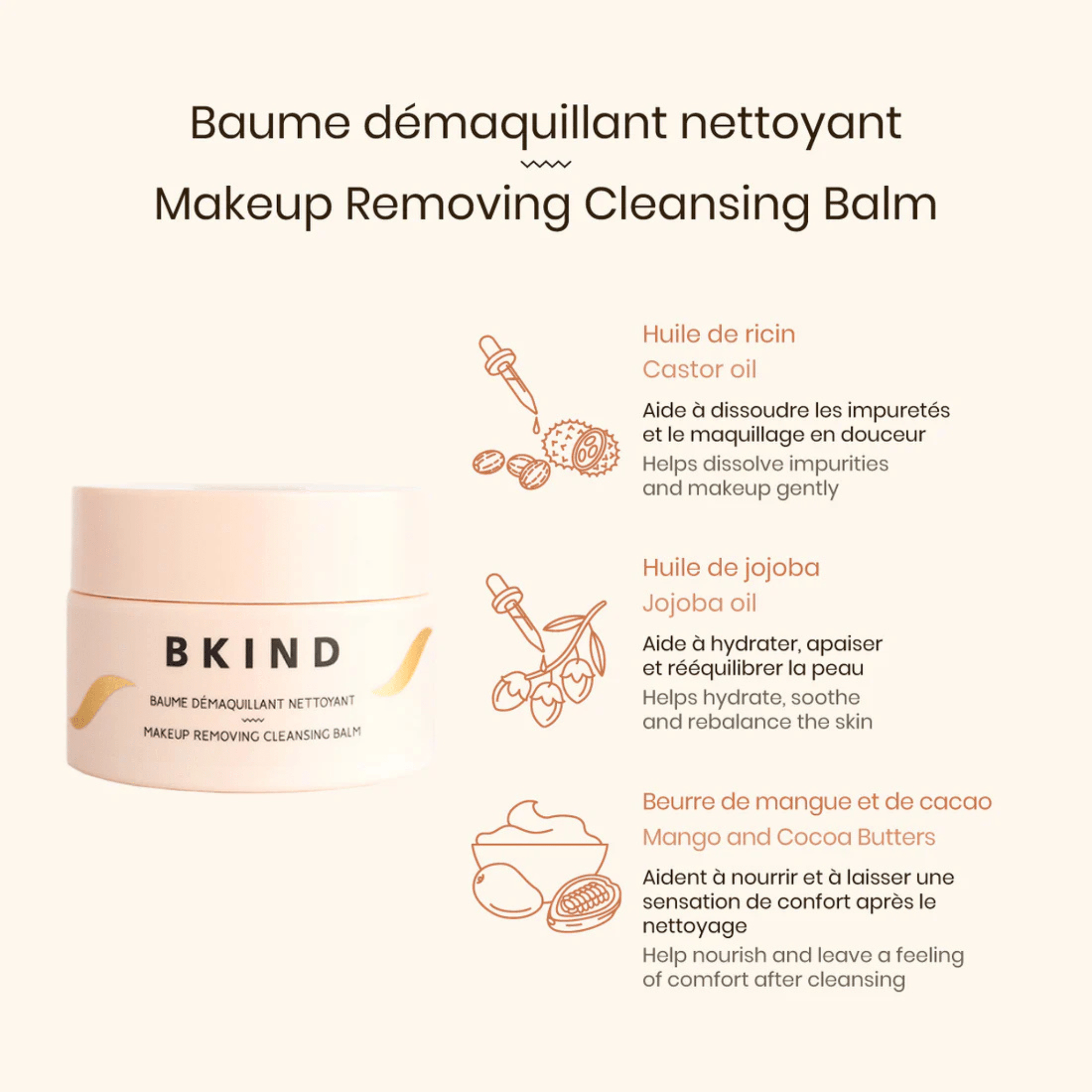 BKIND. Baume Démaquillant Nettoyant - 100 g - Concept C. Shop