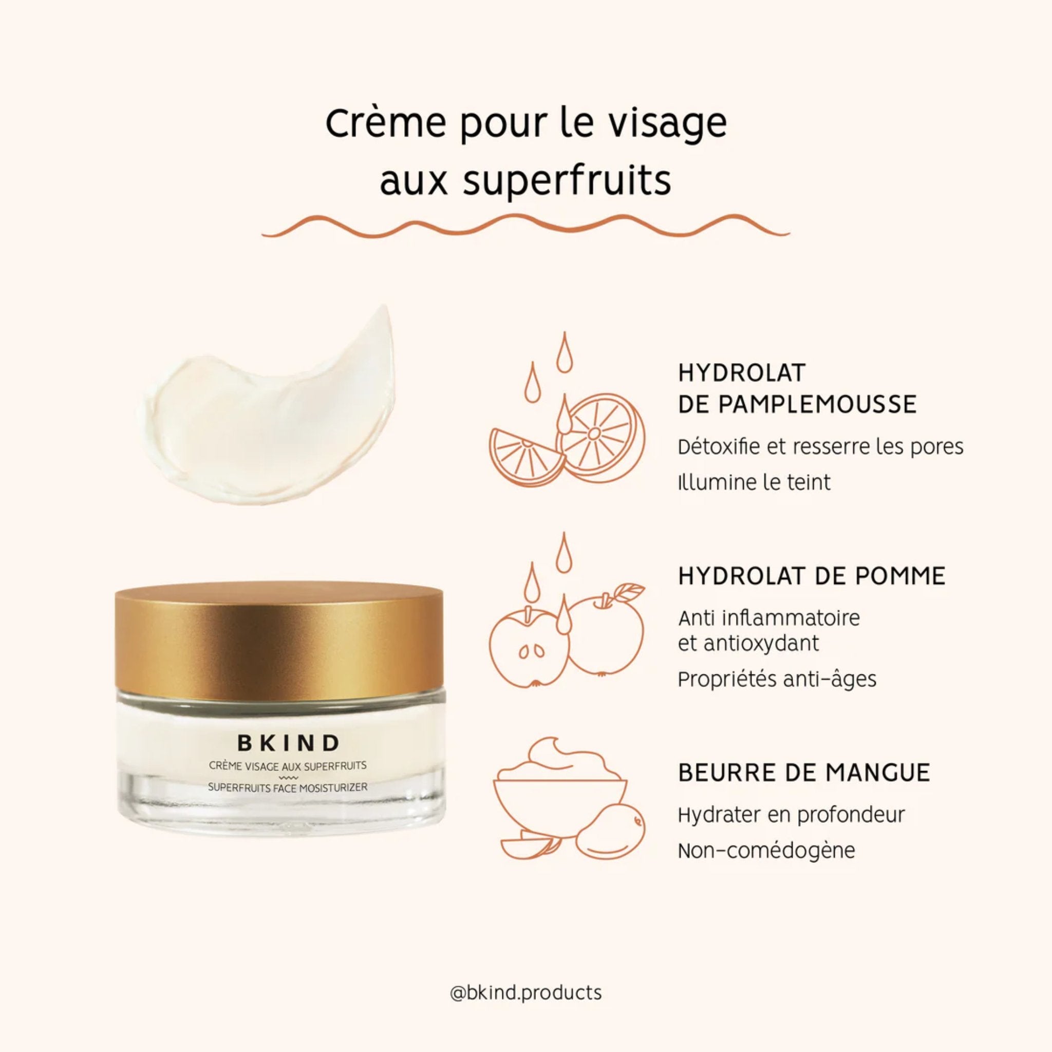 BKIND. Crème pour le Visage aux Superfruits avec Bakuchiol - 45 ml - Concept C. Shop