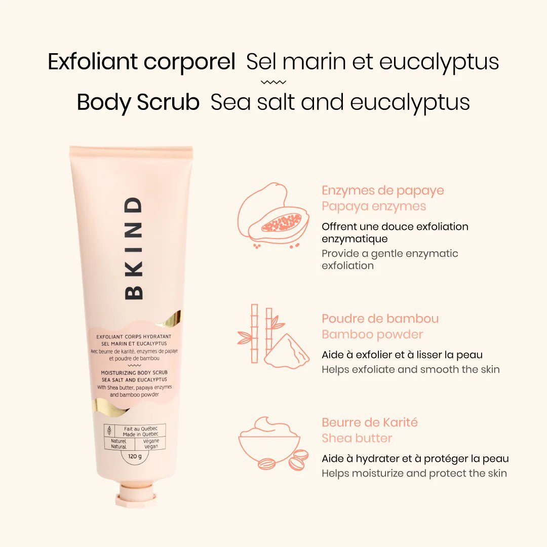 BKIND. Exfoliant Corporel Hydratant Sel Marin Et Eucalyptus - 120 g - Concept C. Shop