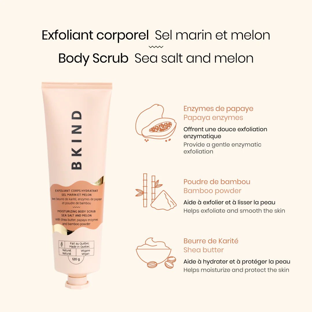 BKIND. Exfoliant Corporel Hydratant Sel Marin Et Melon - 120 g - Concept C. Shop