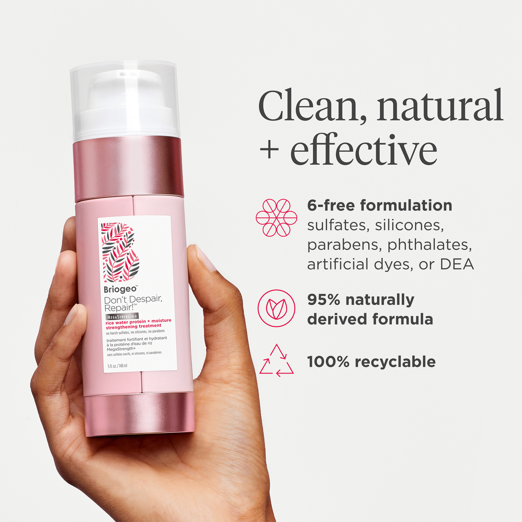 Briogeo. Traitement Fortifiant et Hydratant à la Protéine d'Eau de Riz Megastrength Don't Despair, Repair - 148 ml - Concept C. Shop