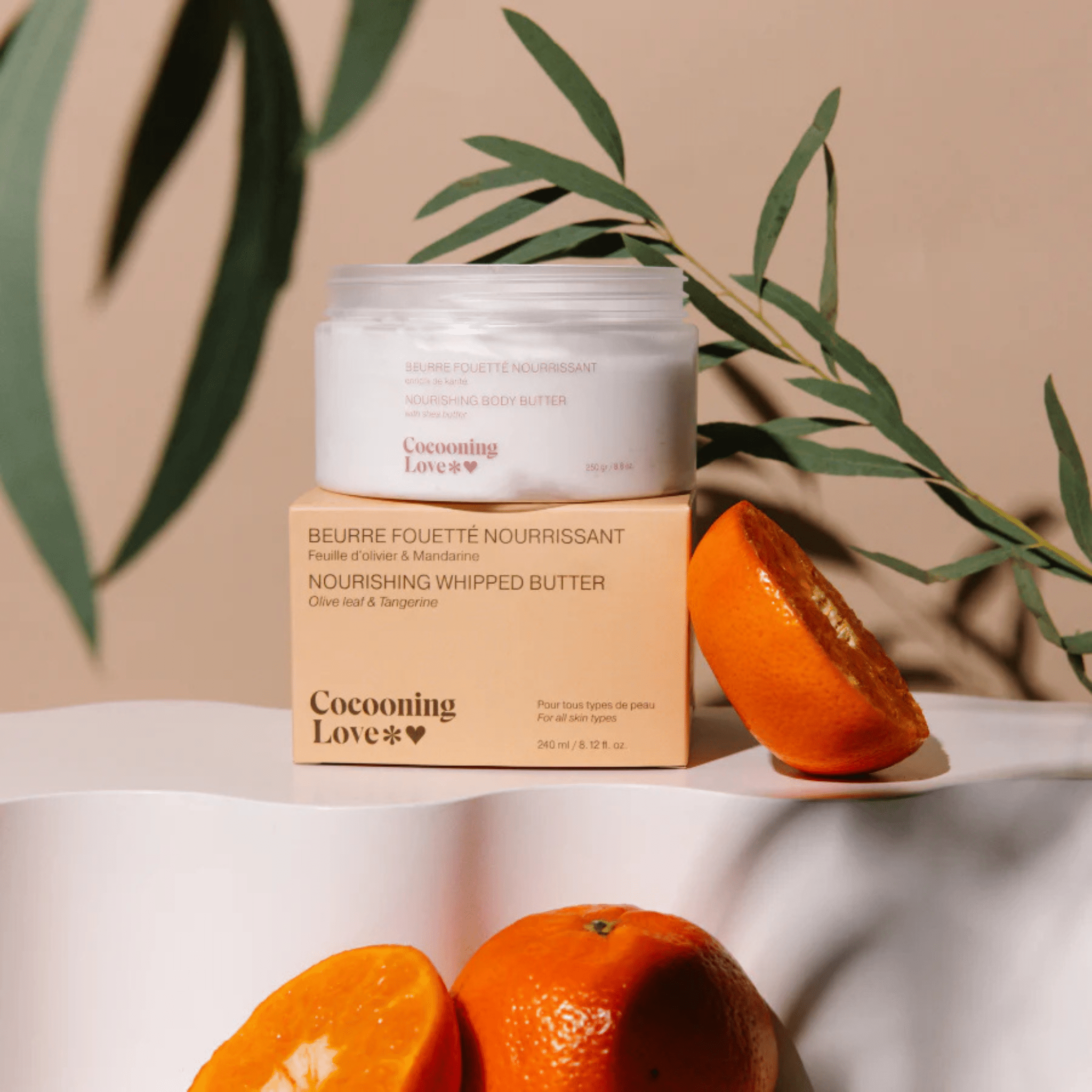 Cocooning Love. Beurre Corporel Fouetté Feuille d'Olivier et Mandarine - 240 ml - Concept C. Shop