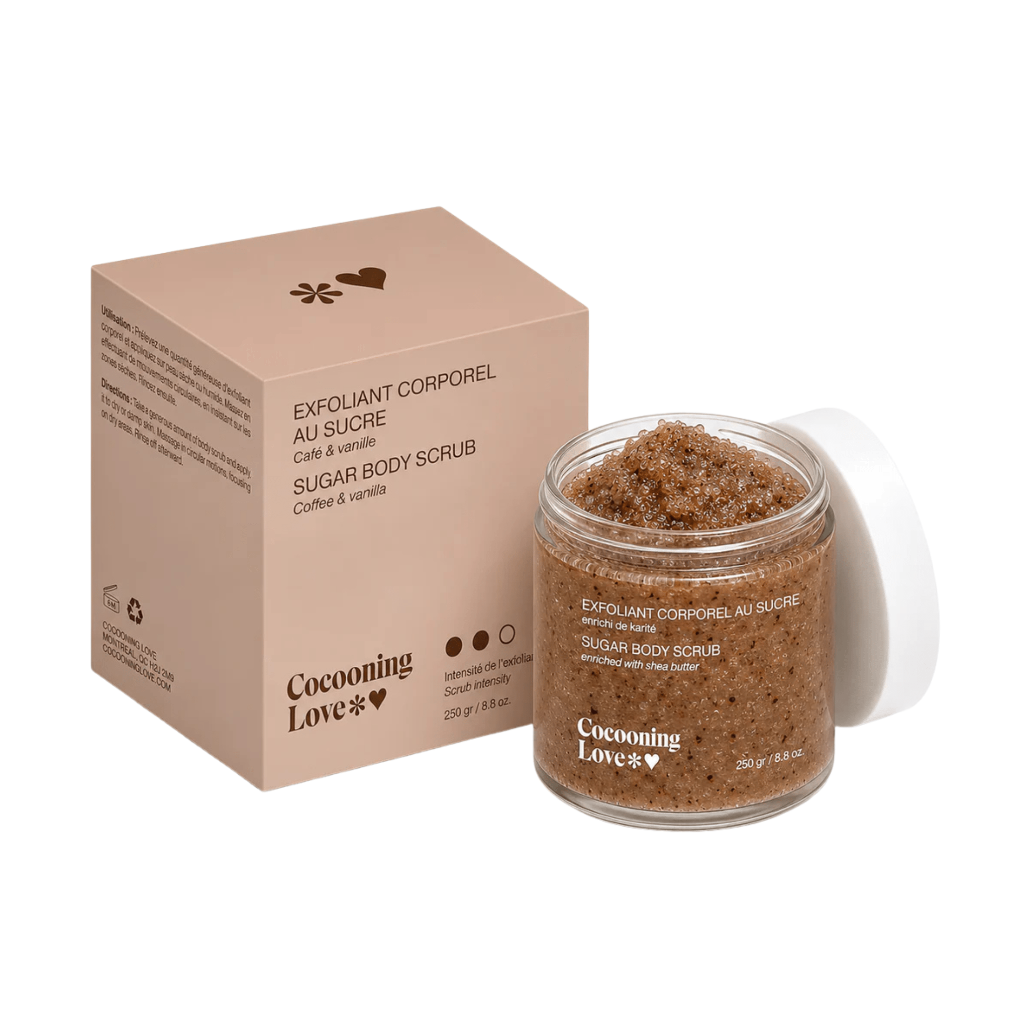 Cocooning Love. Exfoliant Corps au Sucre - Café & Vanille - 300 gr - Concept C. Shop