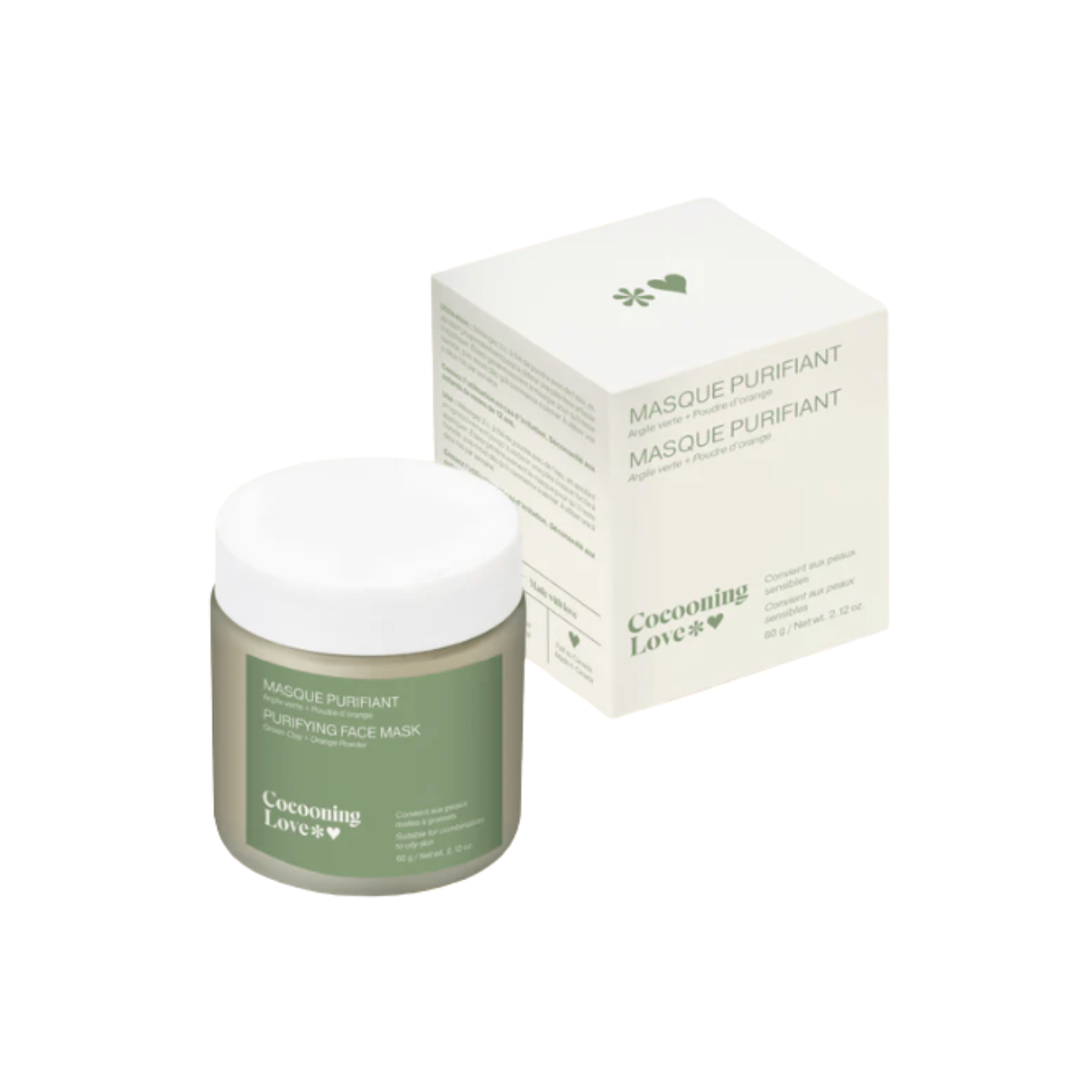 Cocooning Love. Masque Purifiant Argile Verte + Poudre D'Orange - 60 g - Concept C. Shop