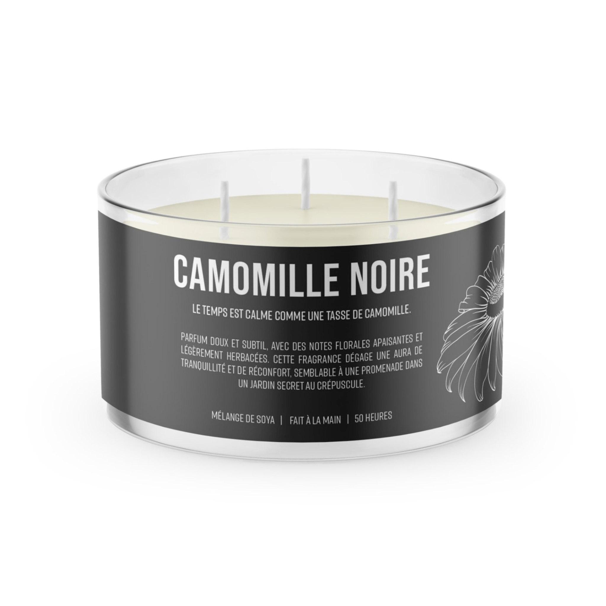 Concept C. Chandelle parfumée à 3 mèches Camomille Noire - 50 heures - Concept C. Shop