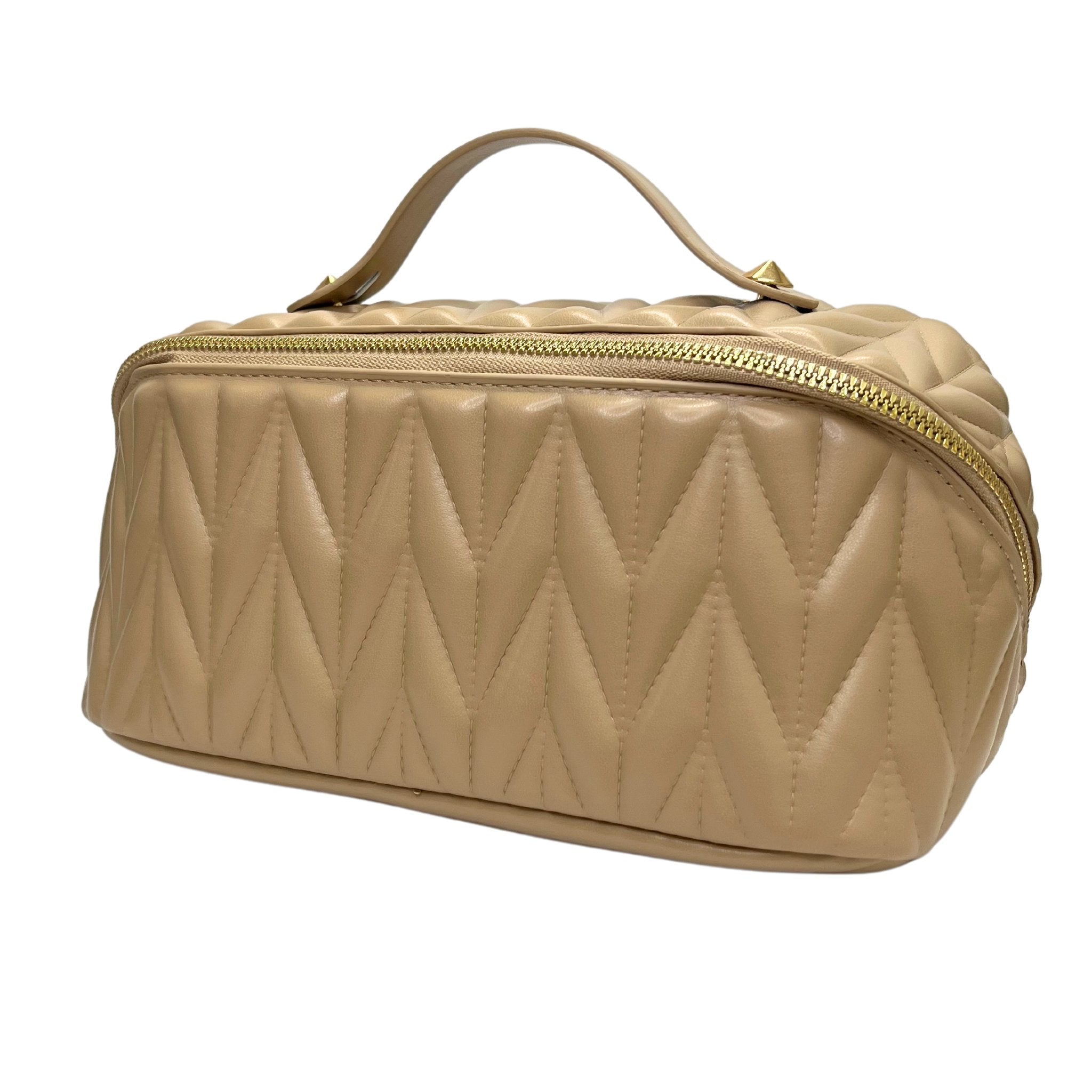 Concept C. Trousse Cosmétique Matelassée en Cuir Vegan - Beige - Concept C. Shop