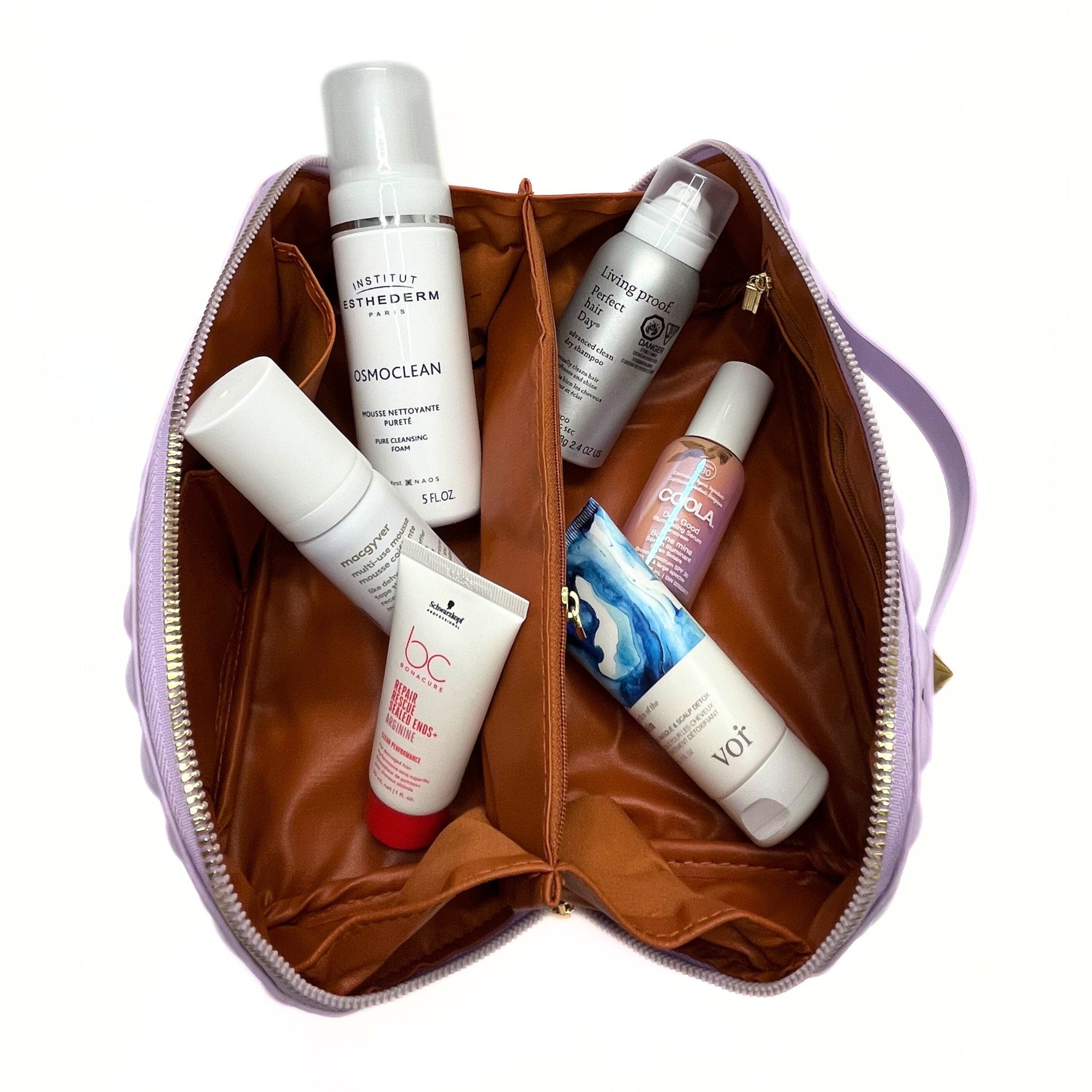 Concept C. Trousse Cosmétique Matelassée en Cuir Vegan - Lilas - Concept C. Shop