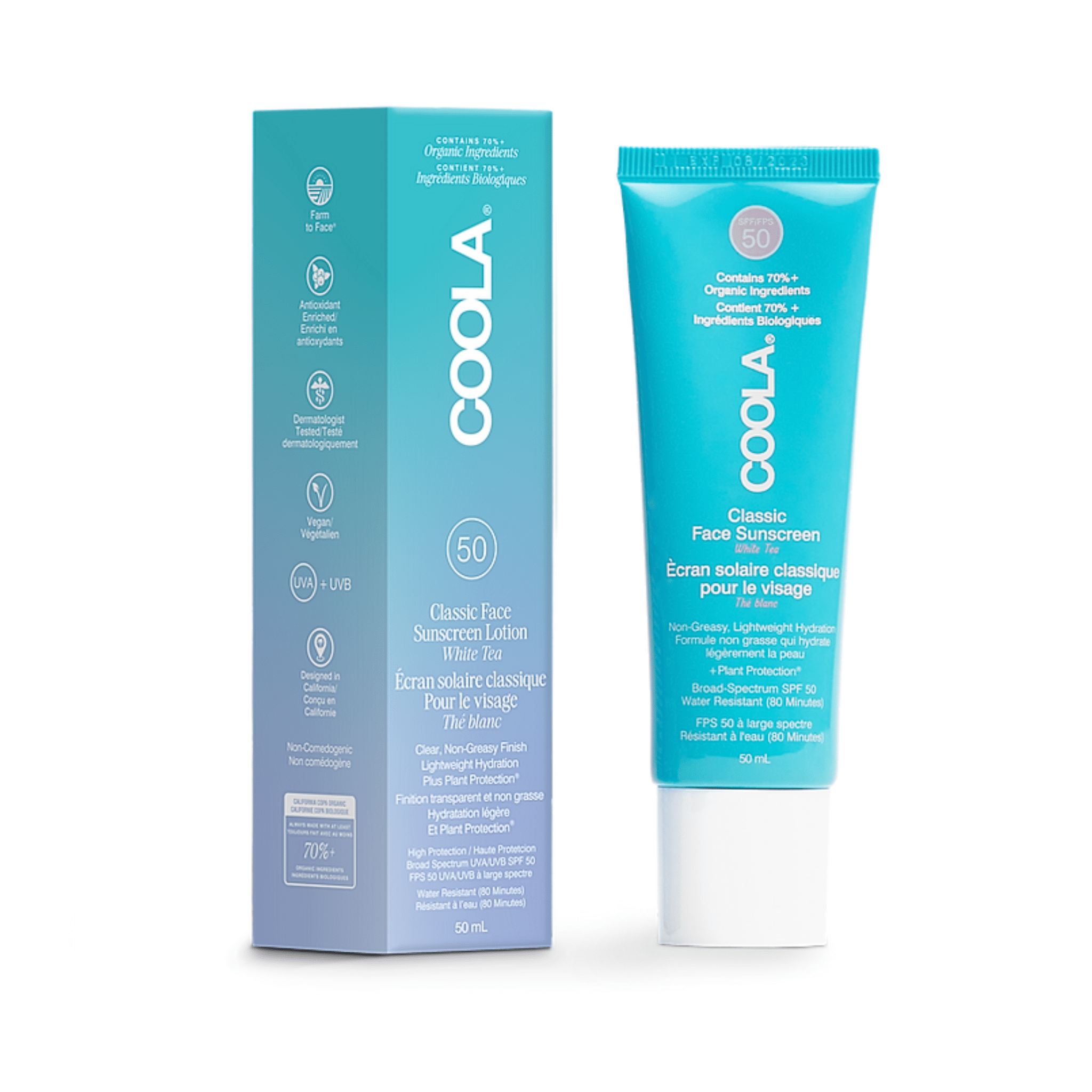 Coola. Crème Solaire pour le Visage Thé Blanc FPS 50 - 50 ml - Concept C. Shop
