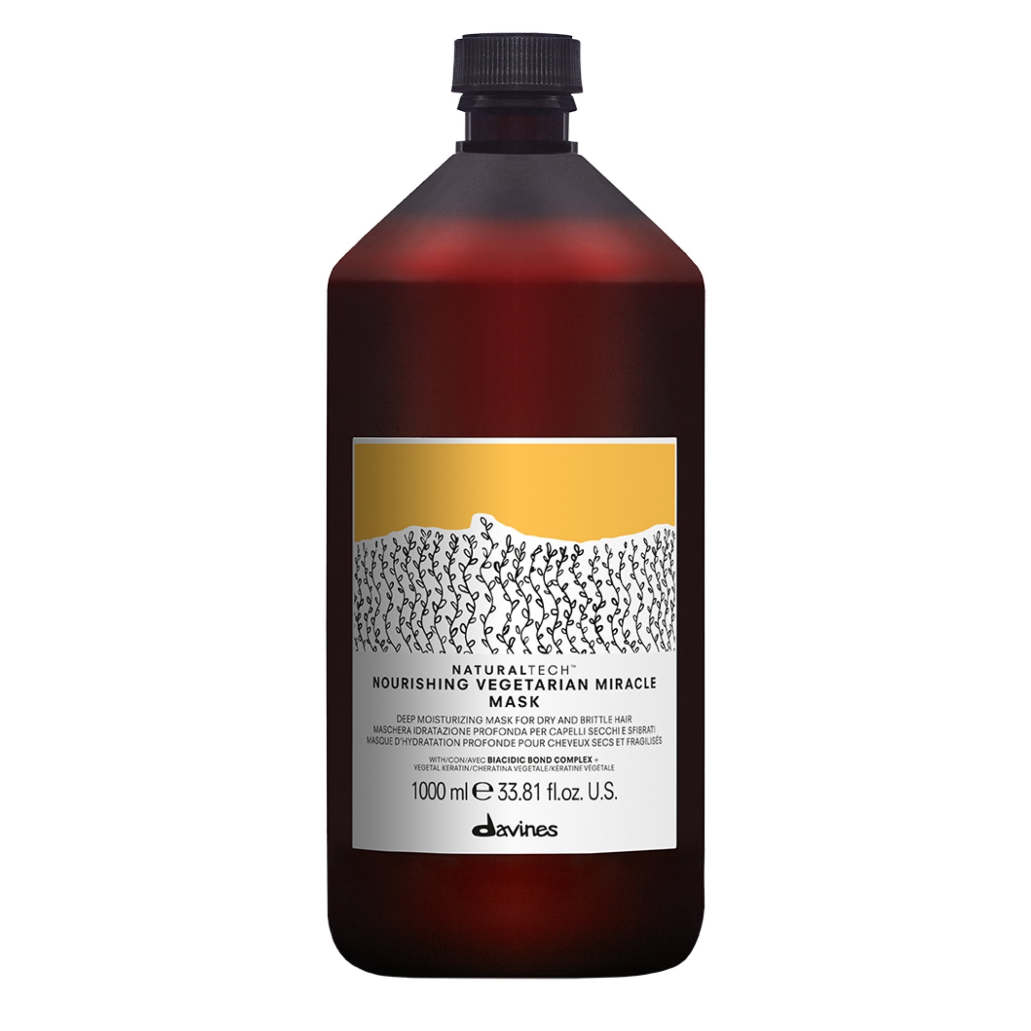 Davines. Masque Miracle Végétarien pour Cheveux Cassants Nourishing - 1000 ml - Concept C. Shop