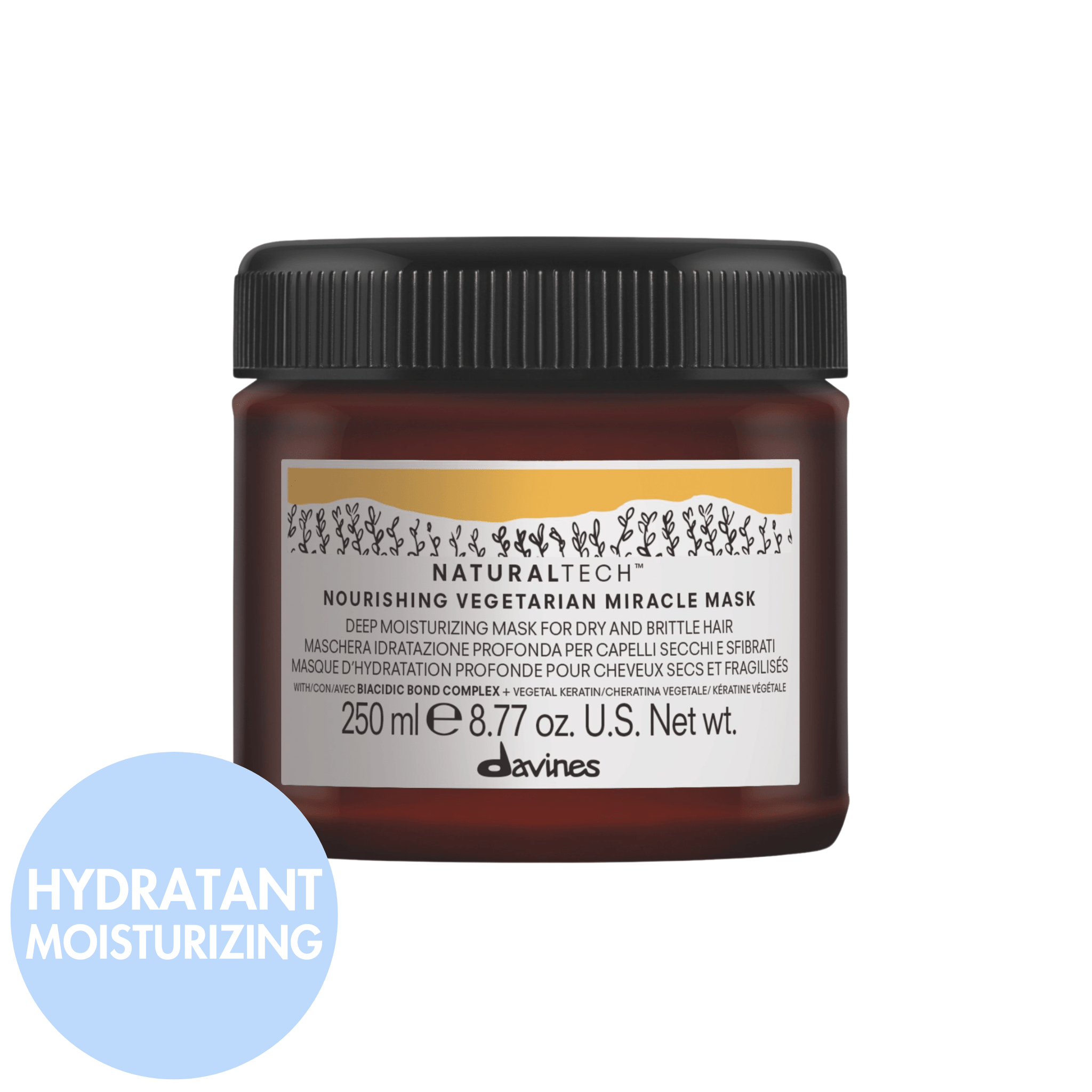 Davines. Masque Miracle Végétarien pour Cheveux Cassants Nourishing - 250 ml - Concept C. Shop
