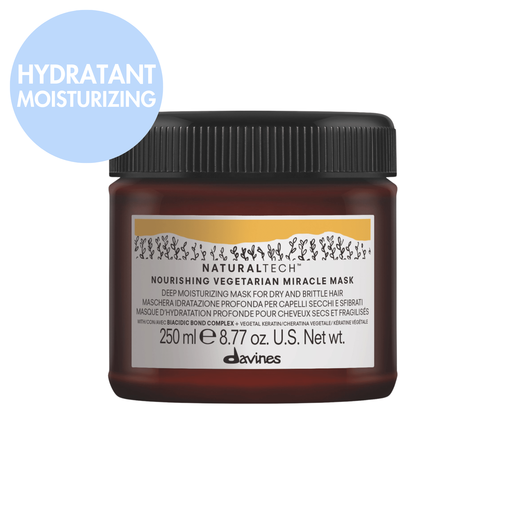 Davines. Masque Miracle Végétarien pour Cheveux Cassants Nourishing - 250 ml - Concept C. Shop