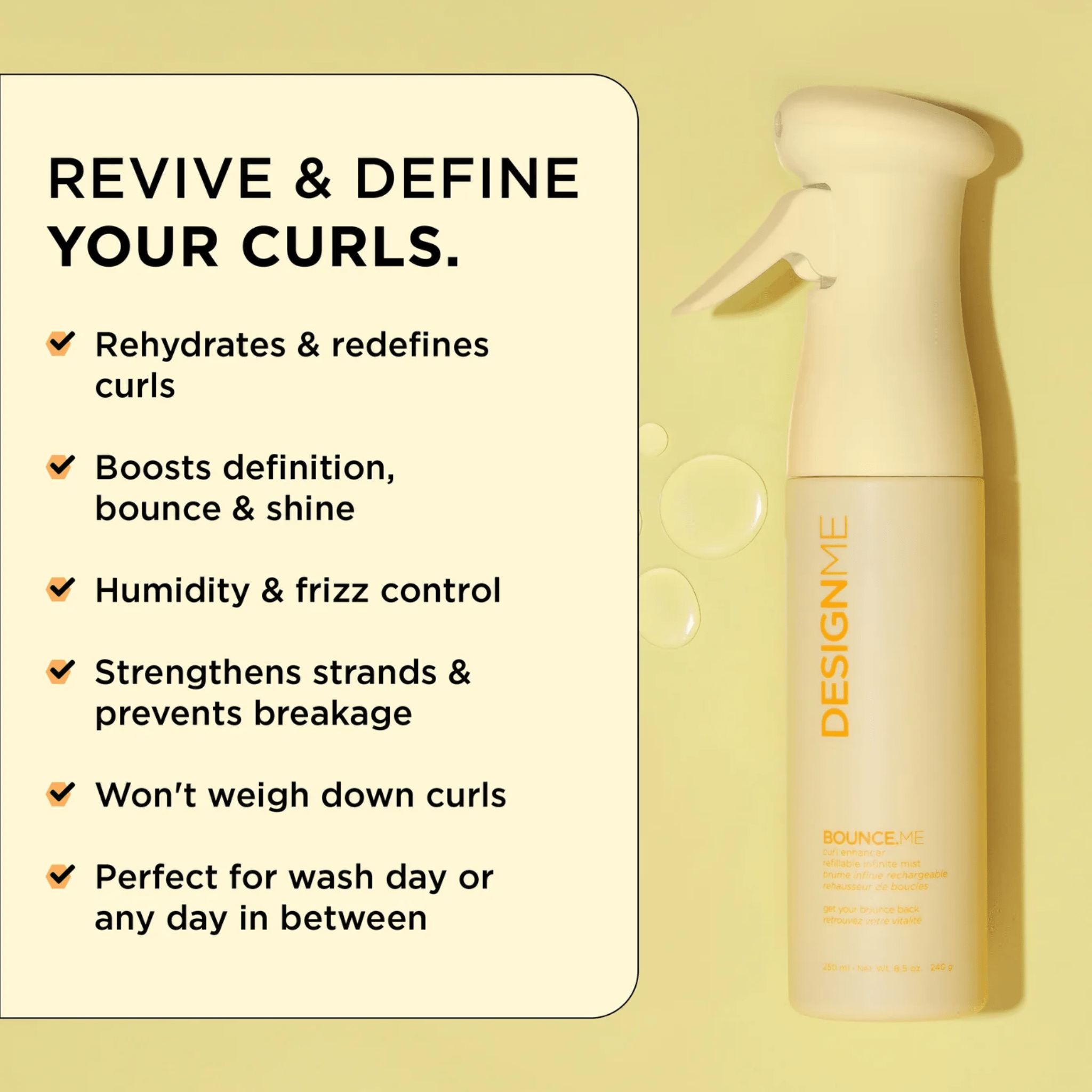 Design Me. Brume Infinie Rehausseur De Boucles Bounce Me - 250 ml - Concept C. Shop