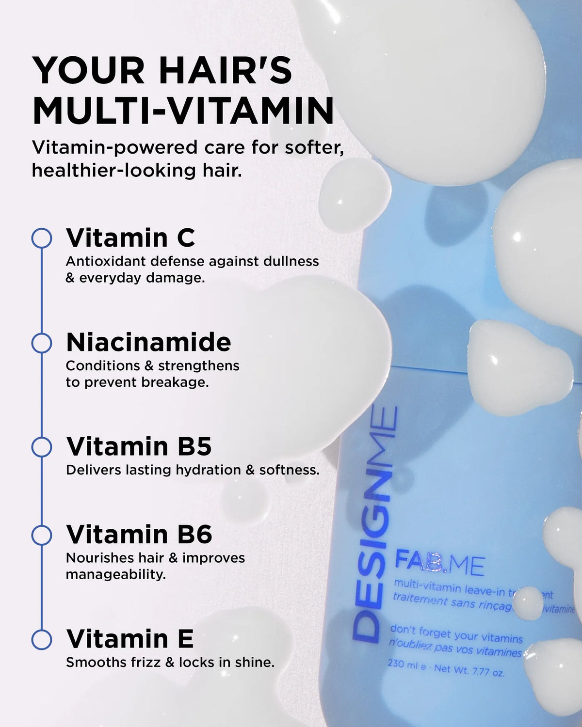 Design Me. Traitement Sans-Rinçage Multivitaminé Fab.Me - 230 ml