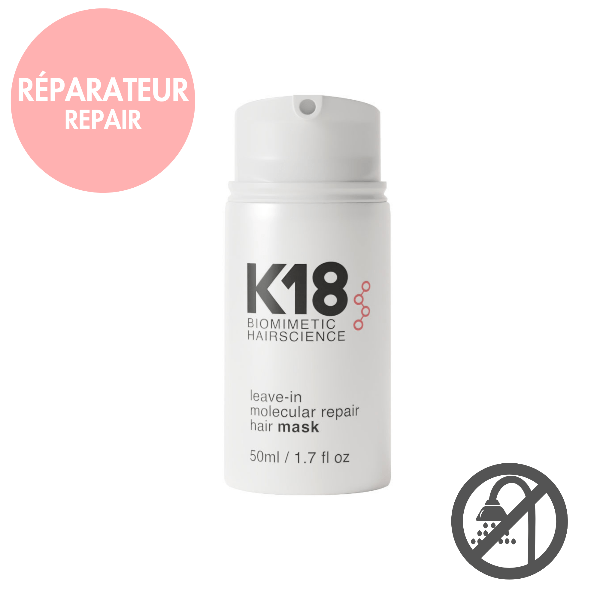 K18. Masque Sans Rinçage à Réparation Moléculaire - 50 ml - Concept C. Shop